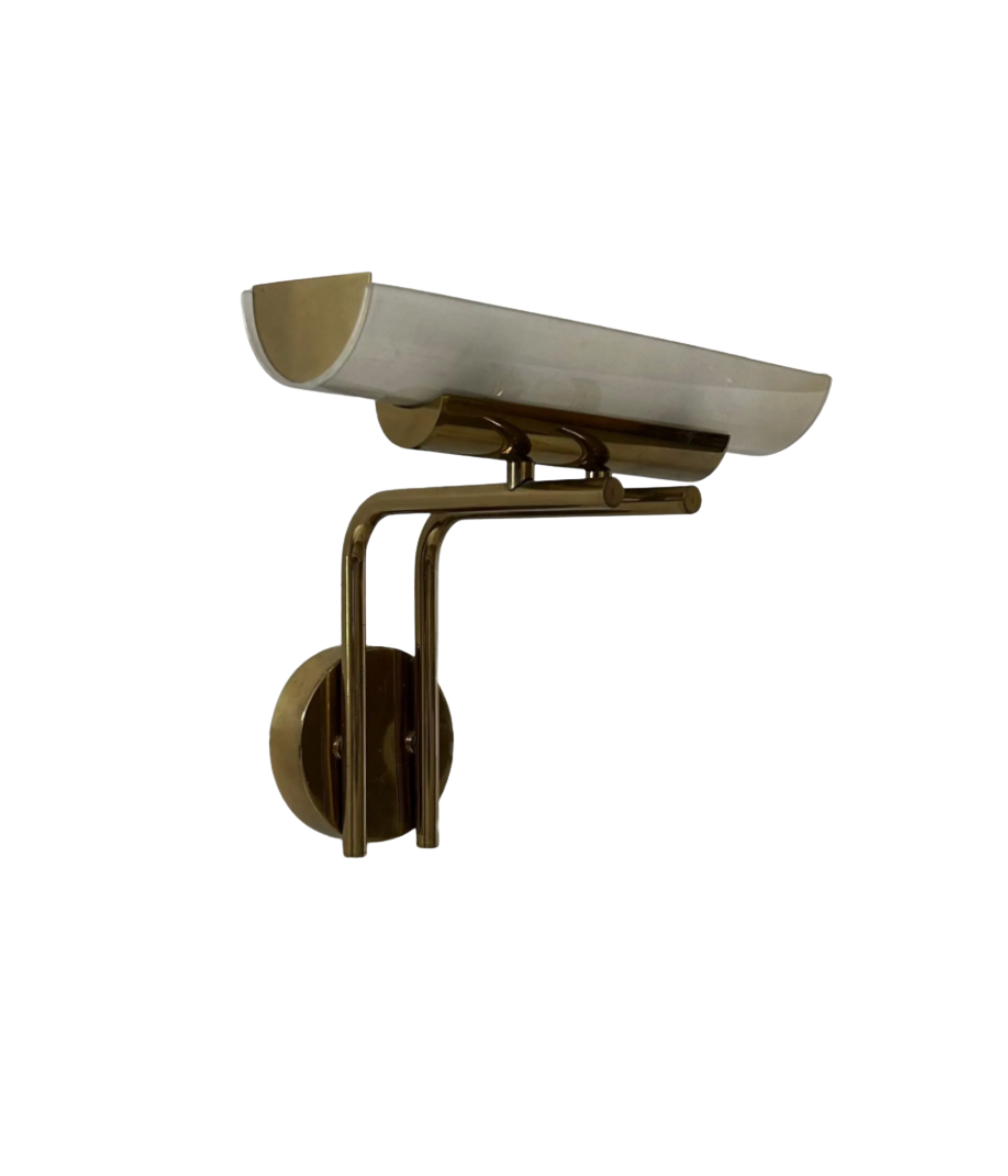 1970s French Brass and Frosted Glass Tubular Wall Sconce