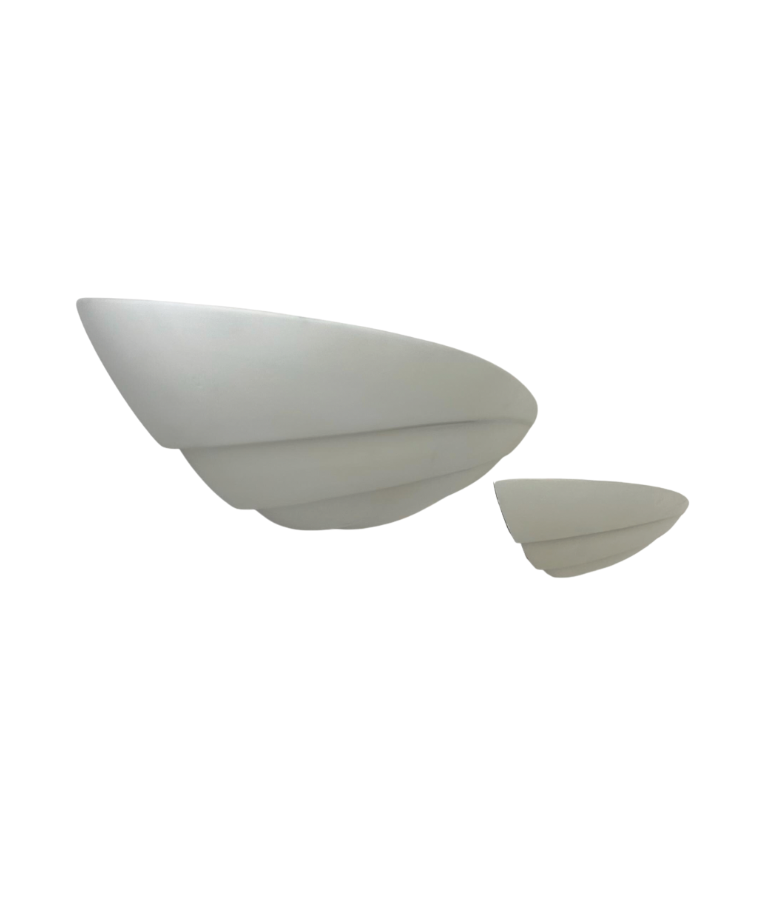 Pair of 1970s French White Plaster Wall Sconces with Ribbed Design