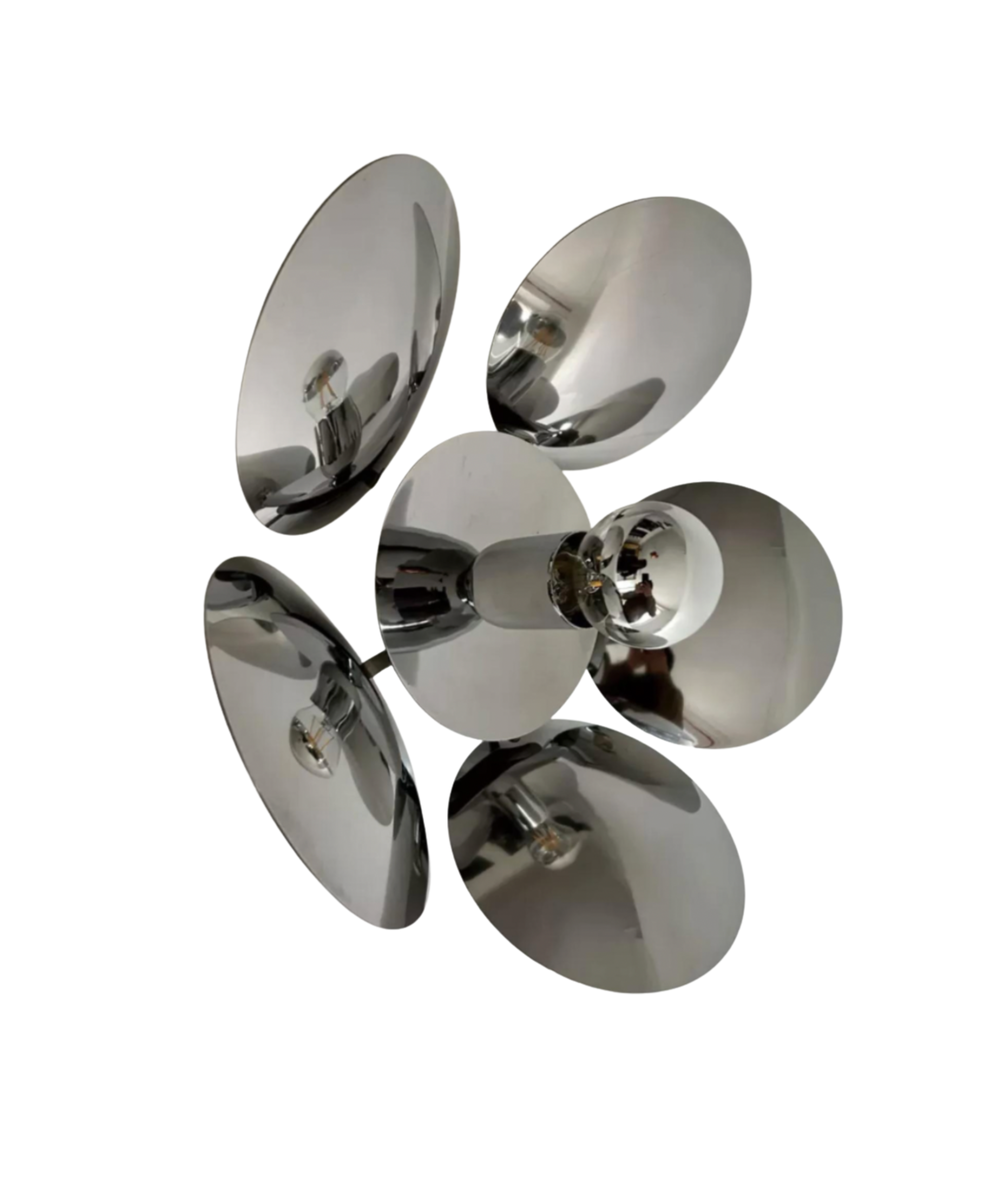 1970s French Chrome Wall Sconce with Five Convex Discs
