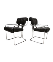 Mariani Tucroma set of two leather dining chairs by Guido Faleschini, 1970