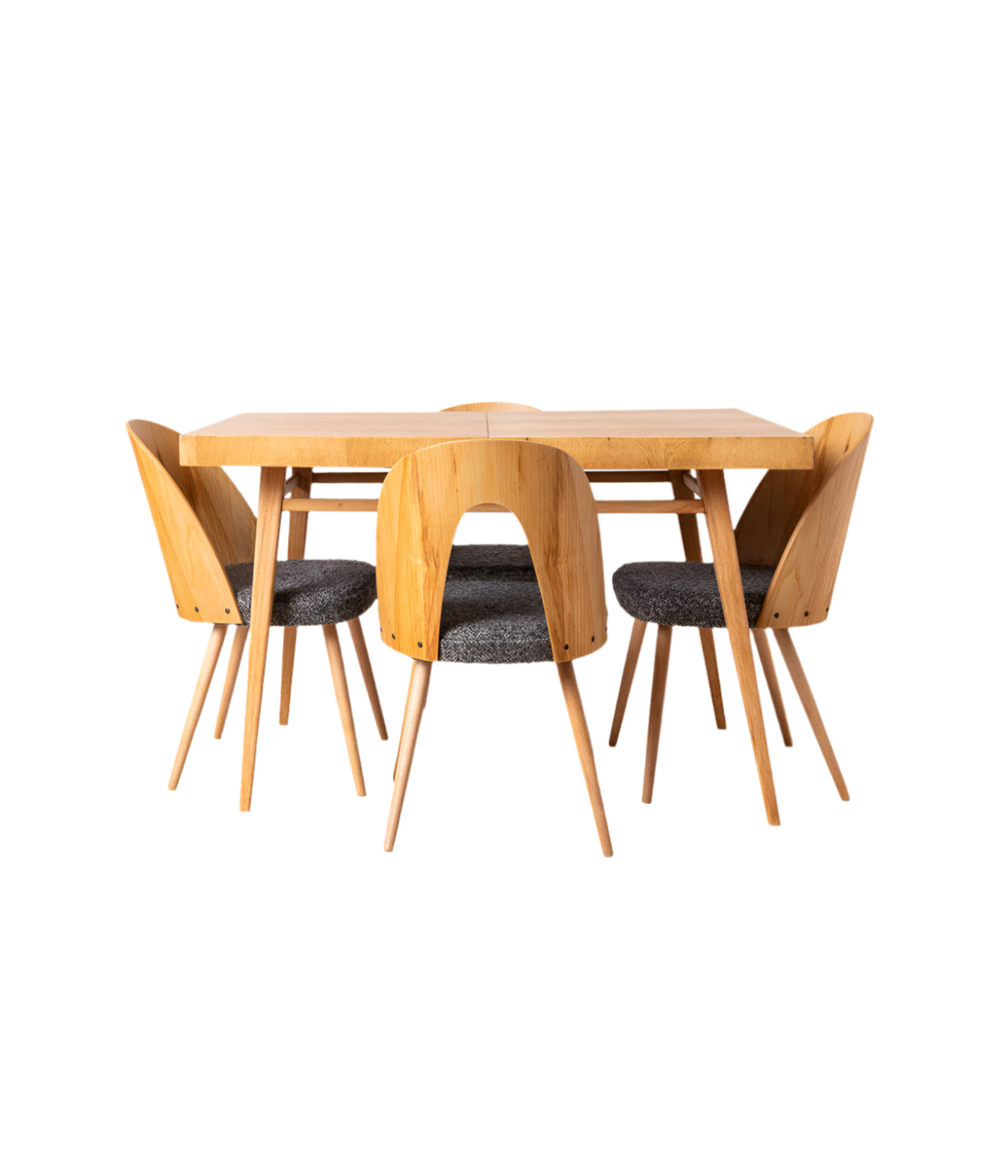 Dining Table with Set of 4 Dining Chairs by Antonin Šuman, Reupholstered, Czechoslovakia, 1960s
