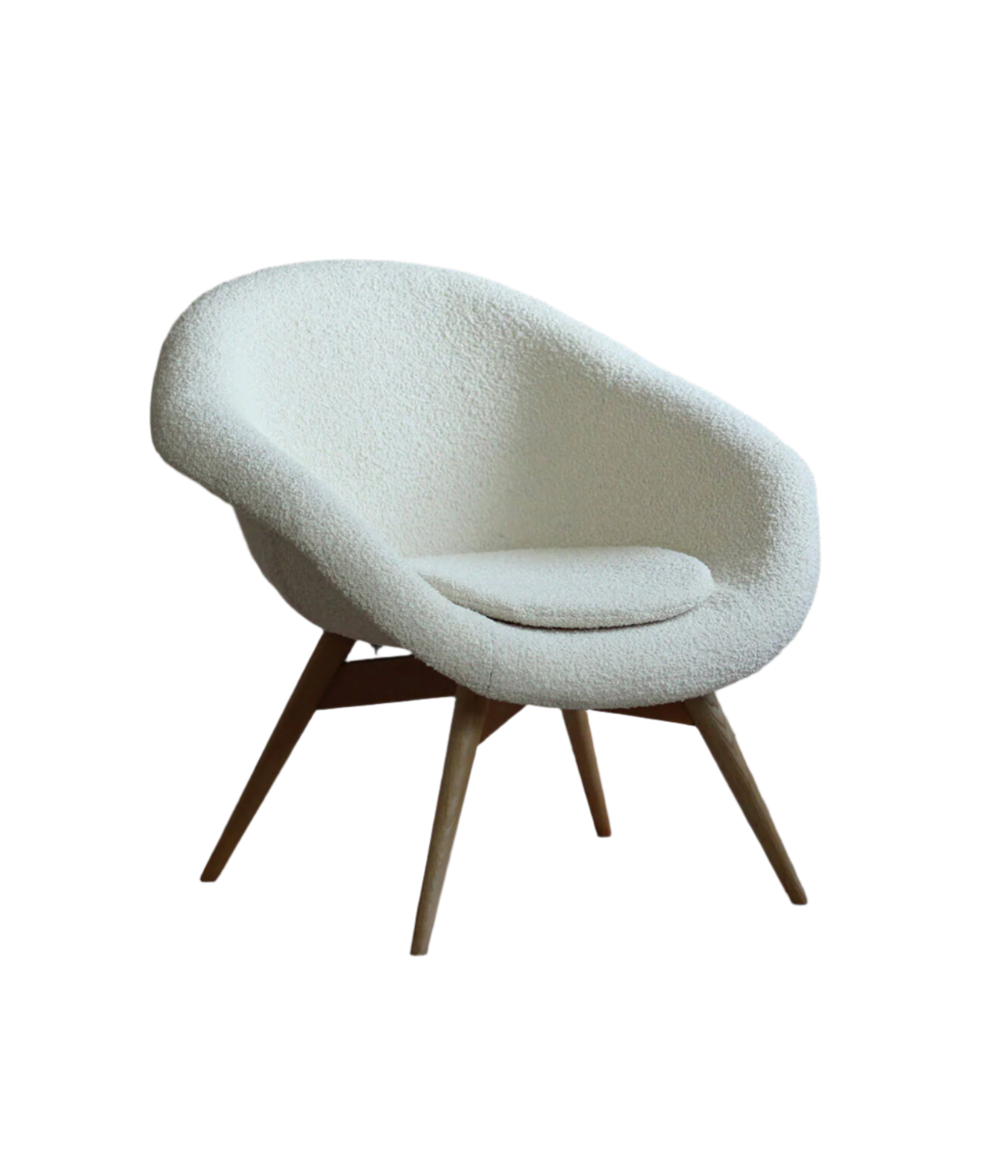 Mid Century Modern Lounge Chair by M. Navrátil, 1950s, French Boucle Fabric