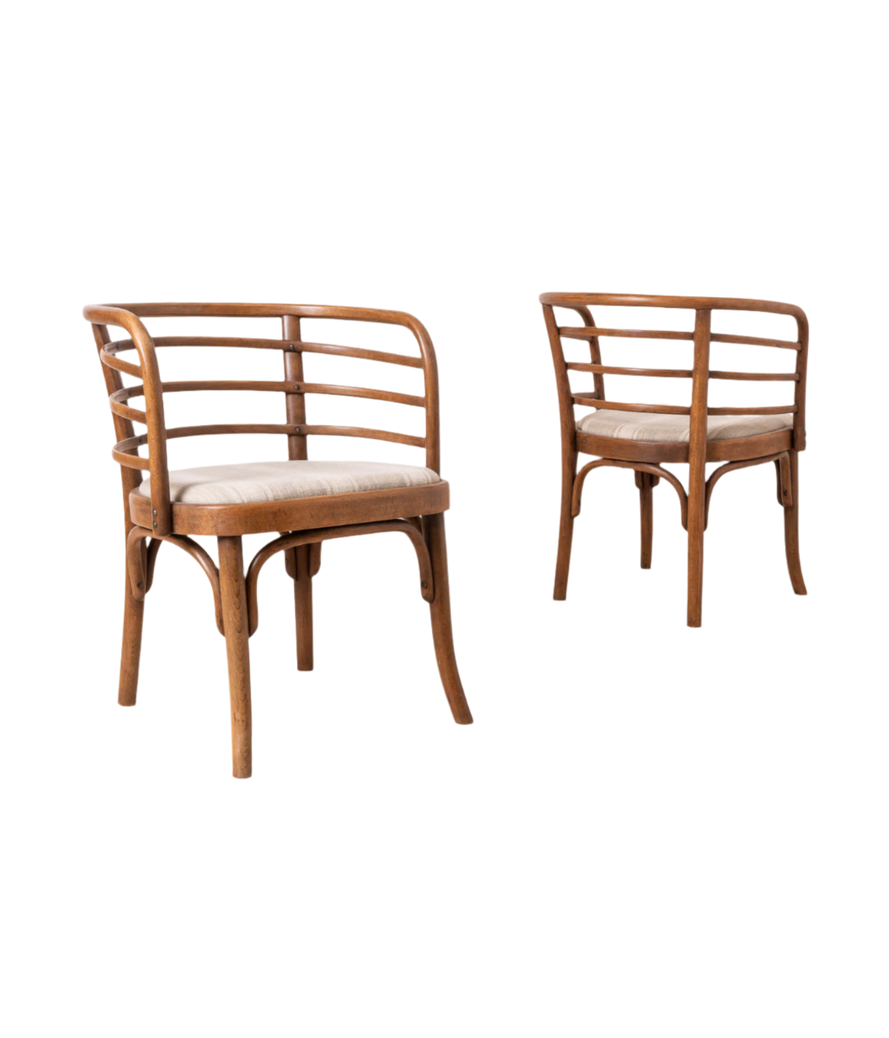 Set of 2 Thonet Armchairs, Model B246, 1930s, Restored & Reupholstered
