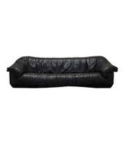 Black leather sofa, Italian design, 1960s, production: Italy