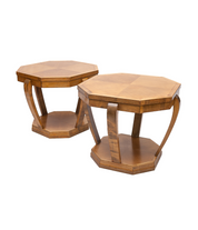 Set of 2 Art Deco pedestal tabless by Hugues Chevalier.
