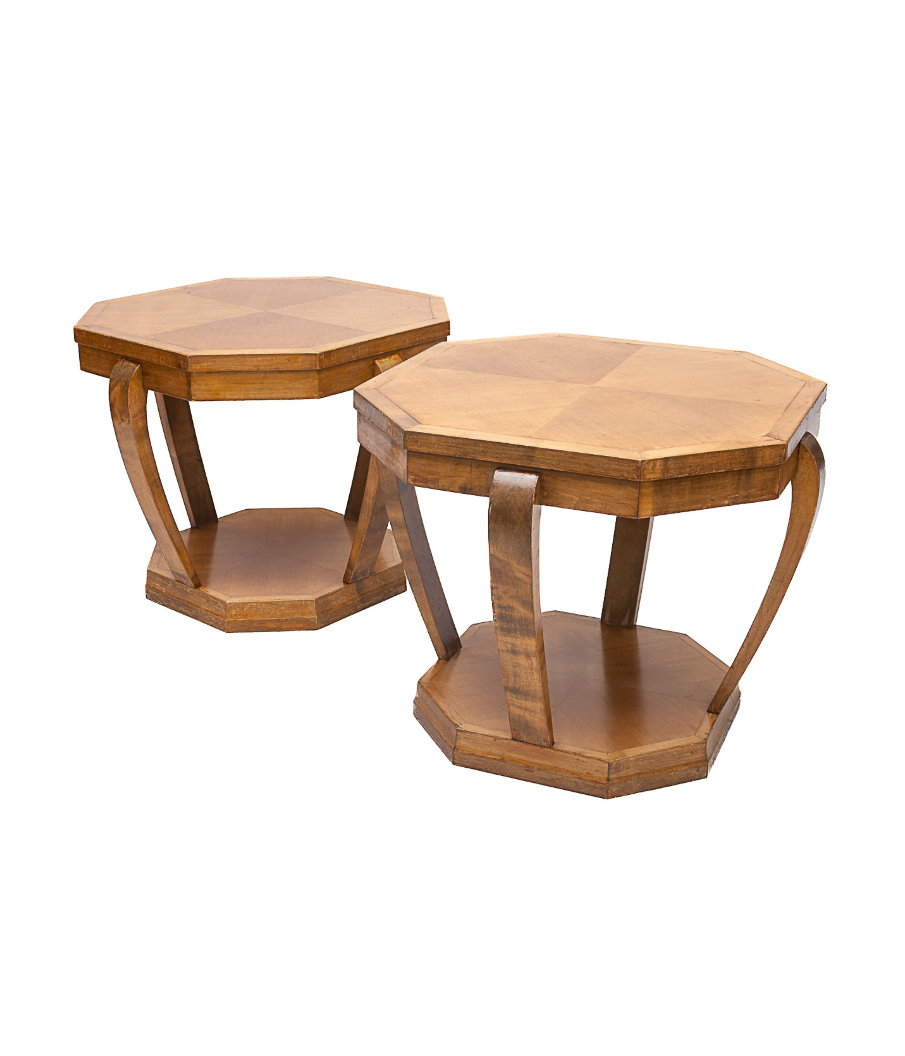 Set of 2 Art Deco pedestal tabless by Hugues Chevalier.