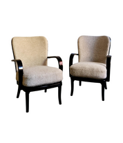 Set of 2 Werner West armchairs, Scandinavian Modern. Re-upholstered in bouclé.