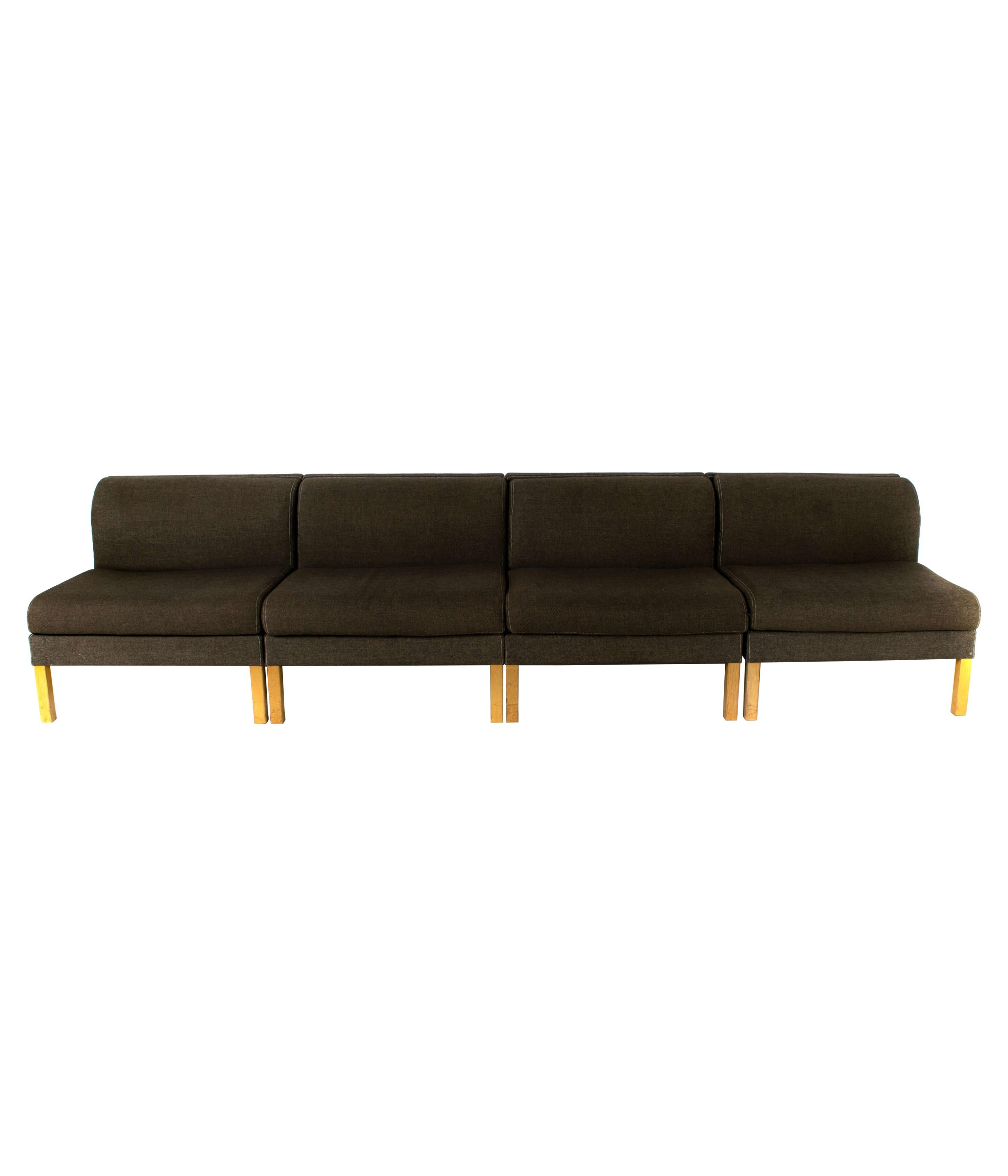 Bernt Petersen Modular Sofa in Oak and Saga 180 Fabric, Denmark, 1980