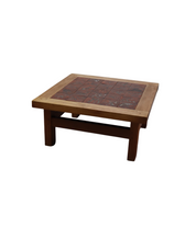 Mid-Century botanical ceramic tile coffee table in Oak, 1960s