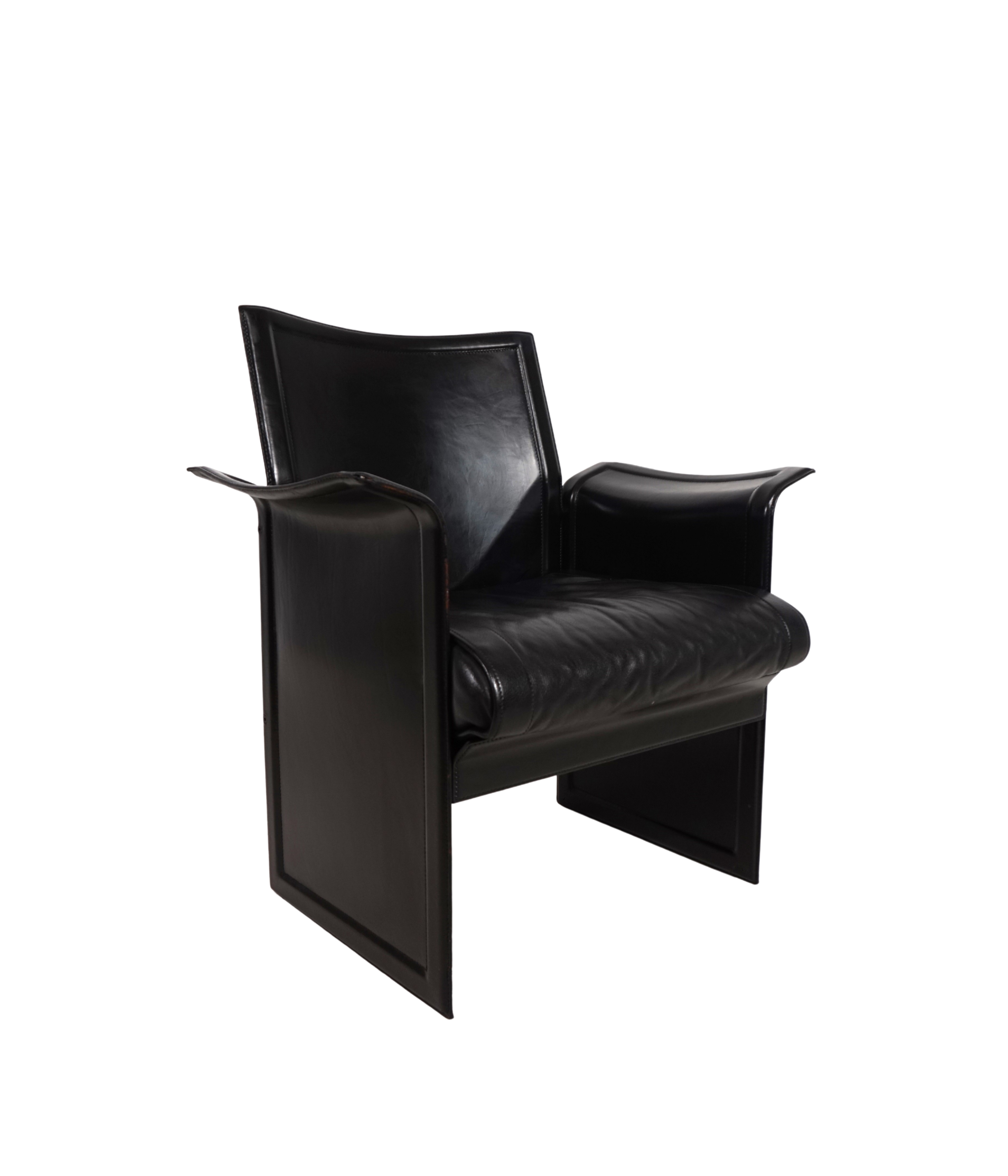 Matteo Grassi Korium leather lounge chair by Tito Agnoli, 1980