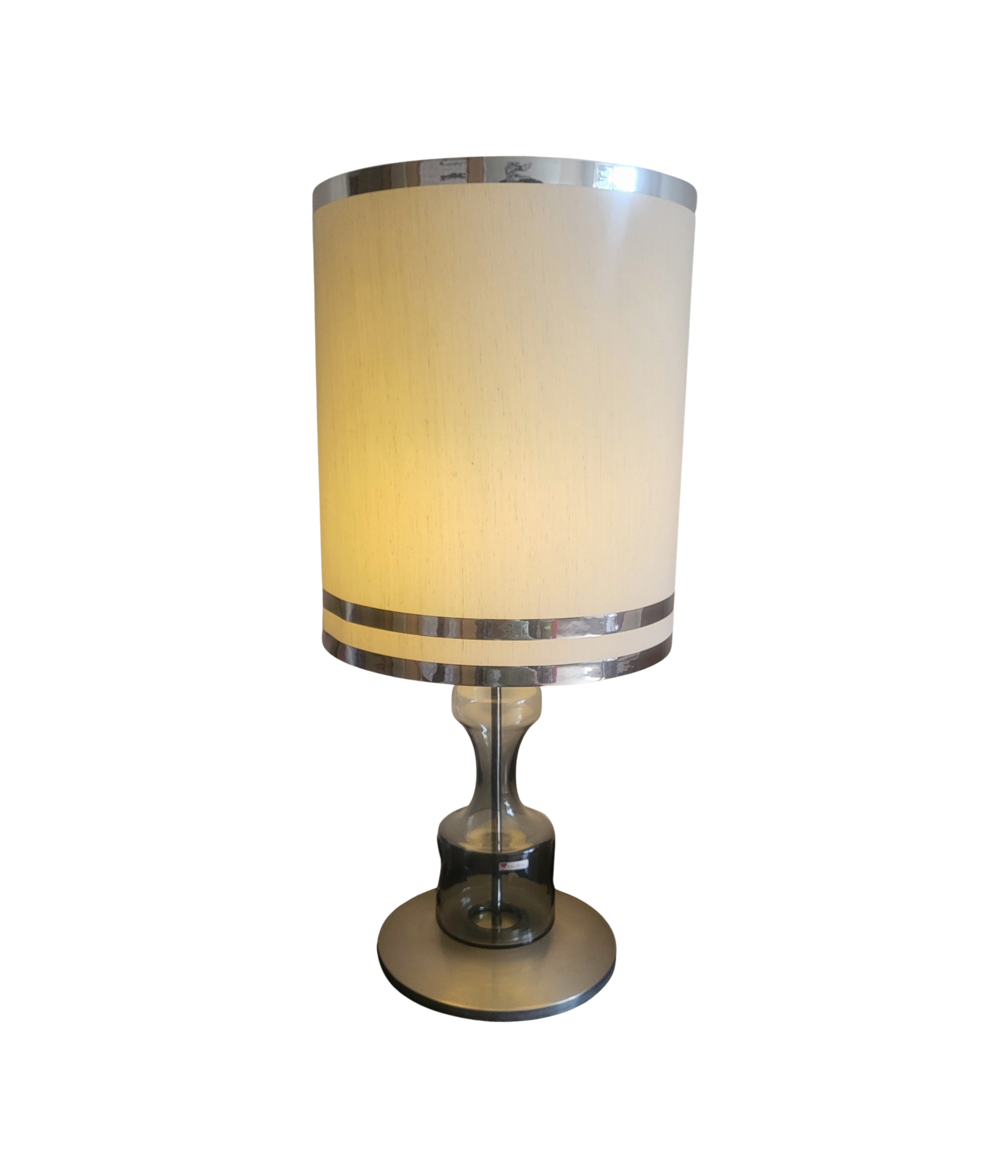 Chrome and smoked glass table light. France ca.1970