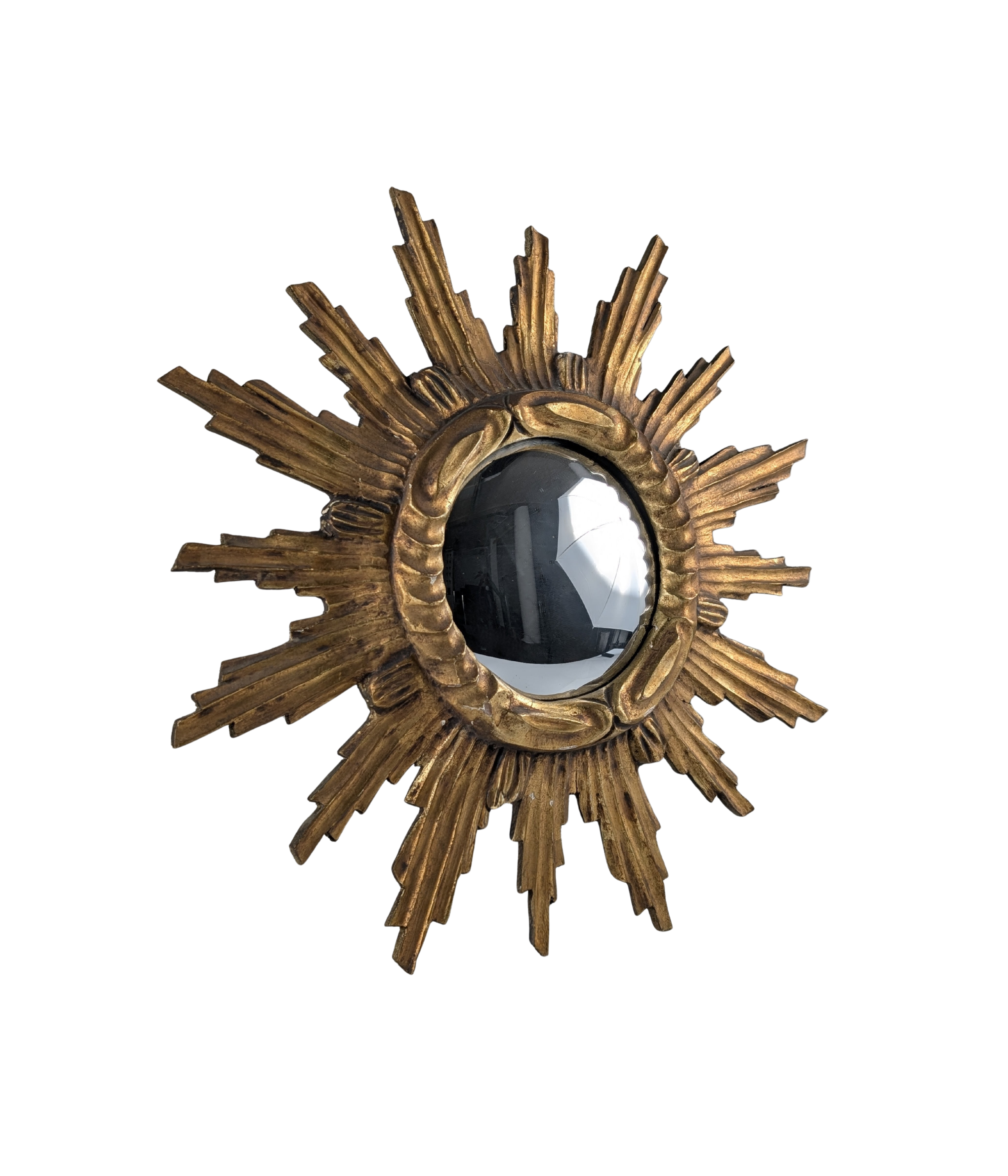 Carved Giltwood Sunburst Convex Wall Mirror, 1950s