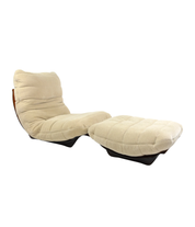 Marsala Ligne Roset light beige chaise lounge and footstool 1970s