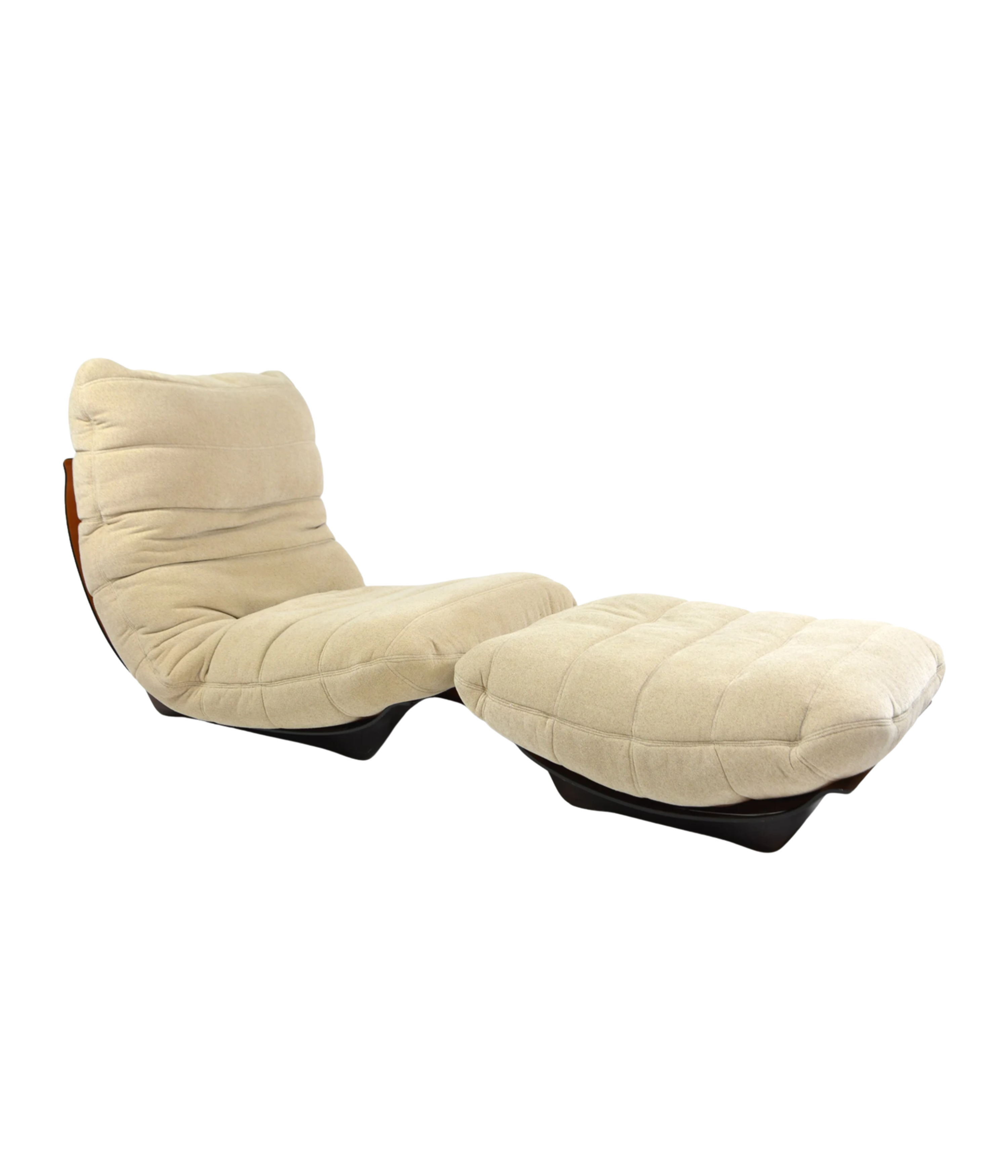 Marsala Ligne Roset light beige chaise lounge and footstool 1970s