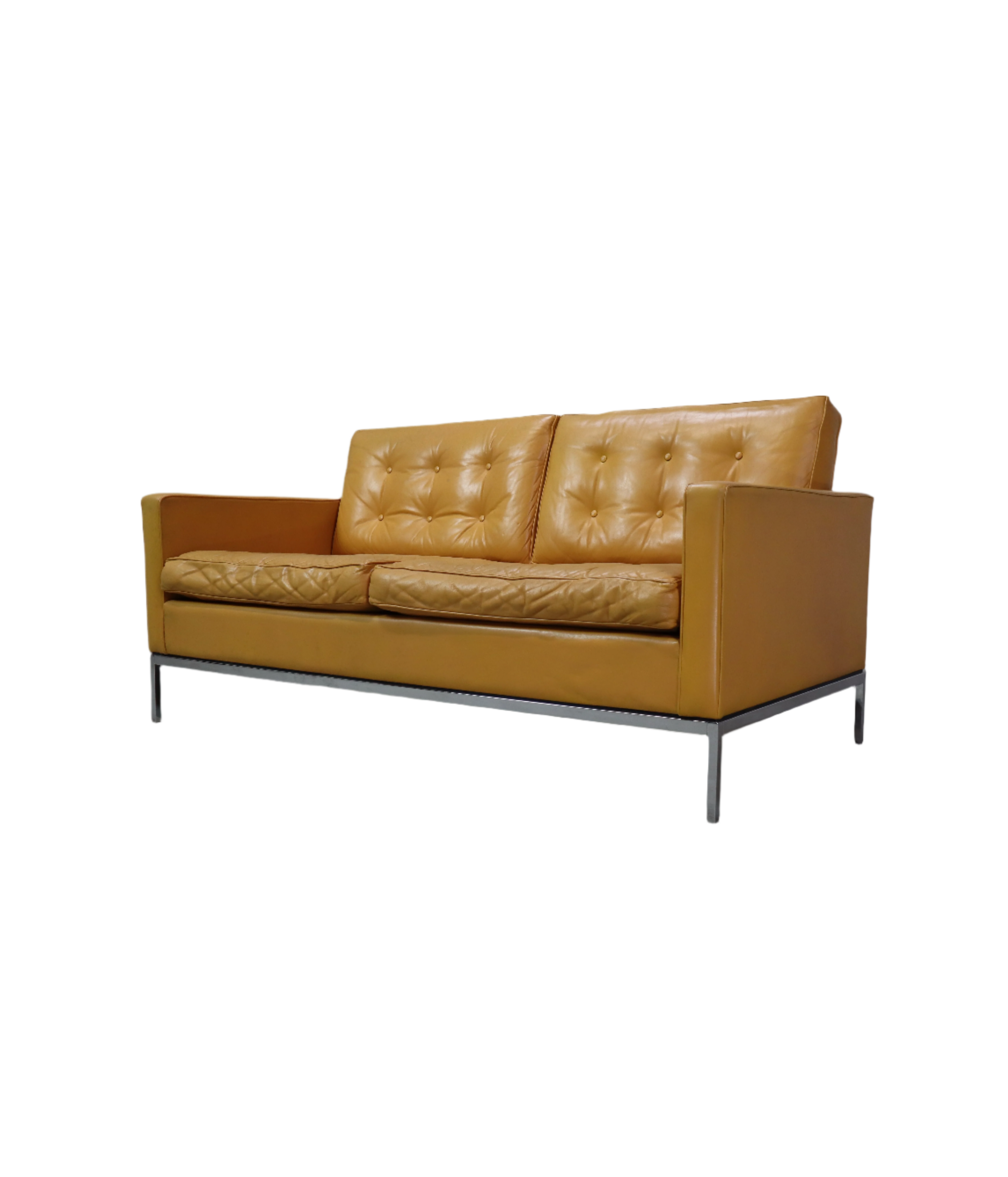 Florence_Knoll_two-seater_sofa_in_mustard_yellow_leather_1970