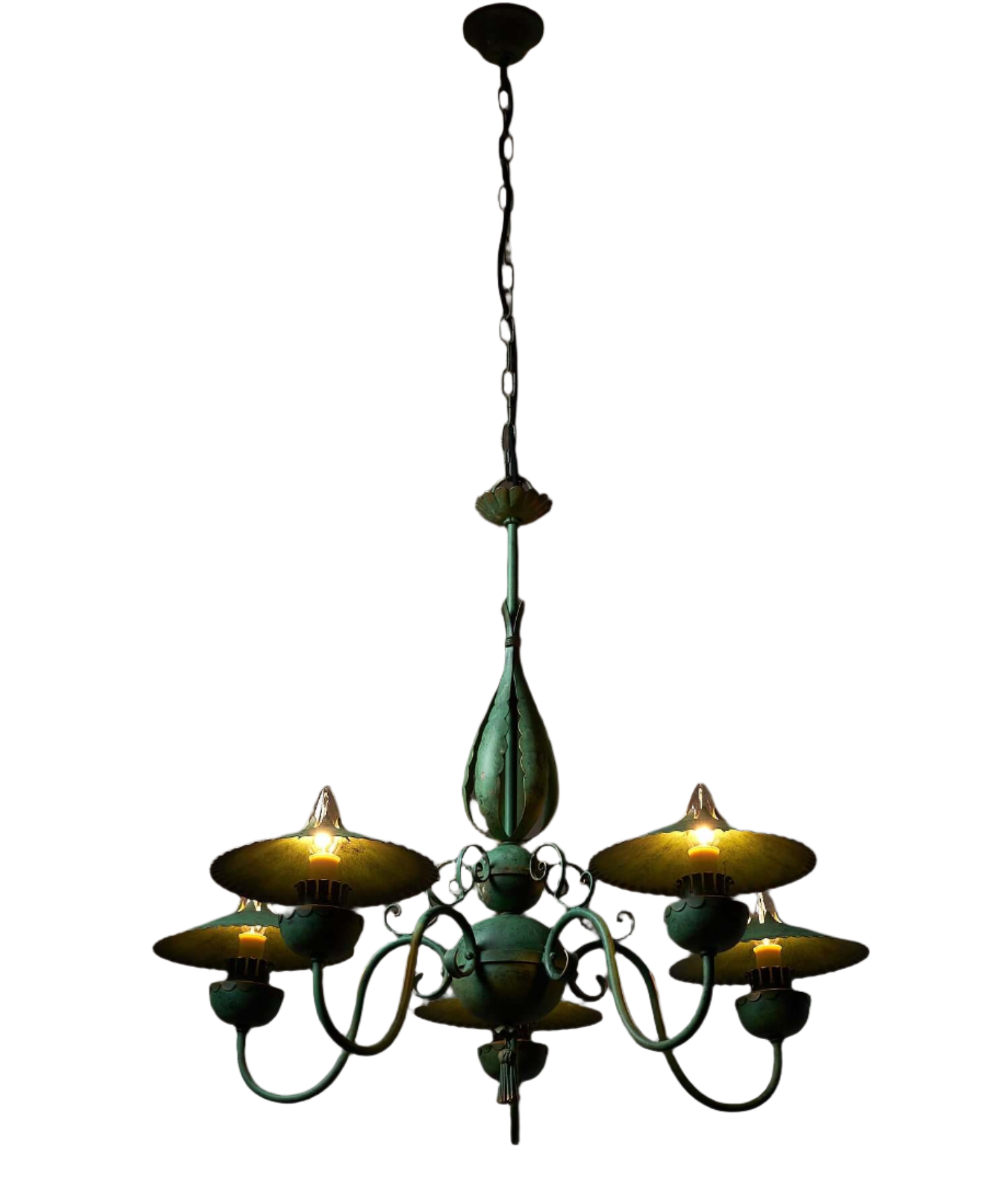 Green_Chandelier_with_Shades_Italy