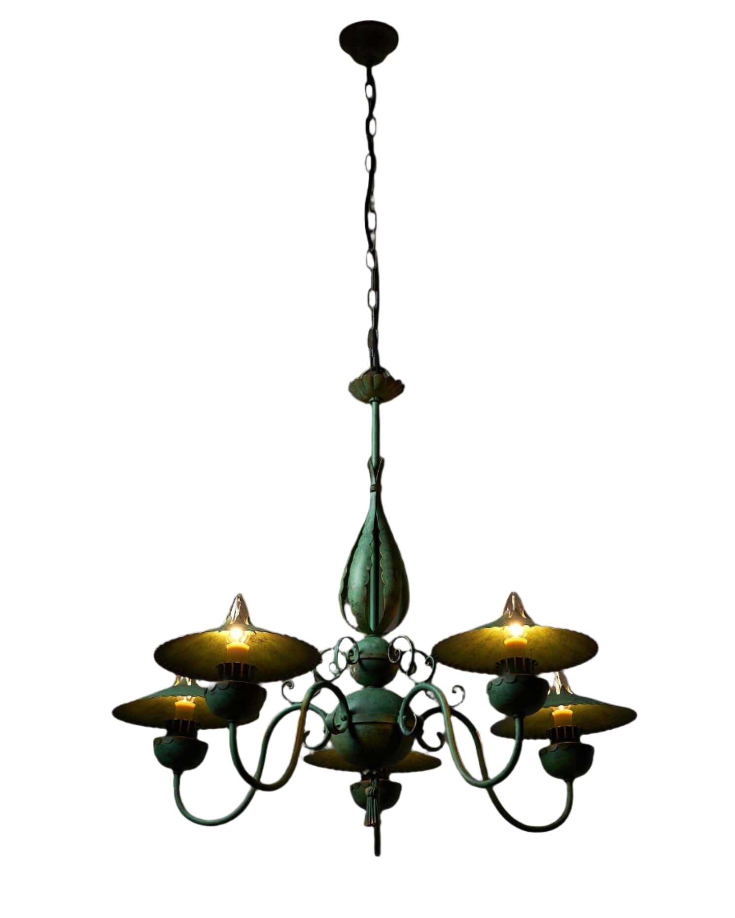 Green_Chandelier_with_Shades_Italy