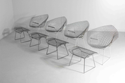 Harry_Bertoia_diamond_wire_chair_with_ottoman_Knoll_International_1970s
