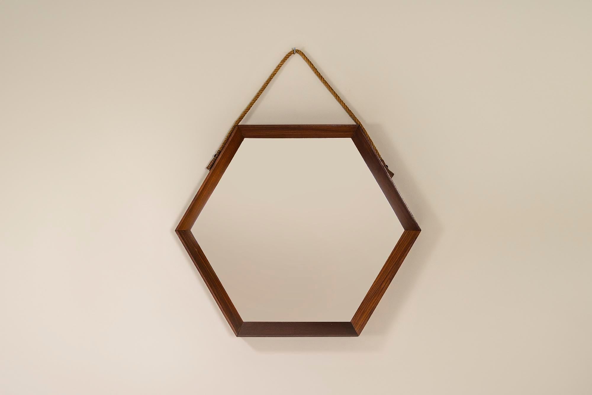 Italian_Vintage_Hexagonal_Mirror_in_Teak_Italy_1960s