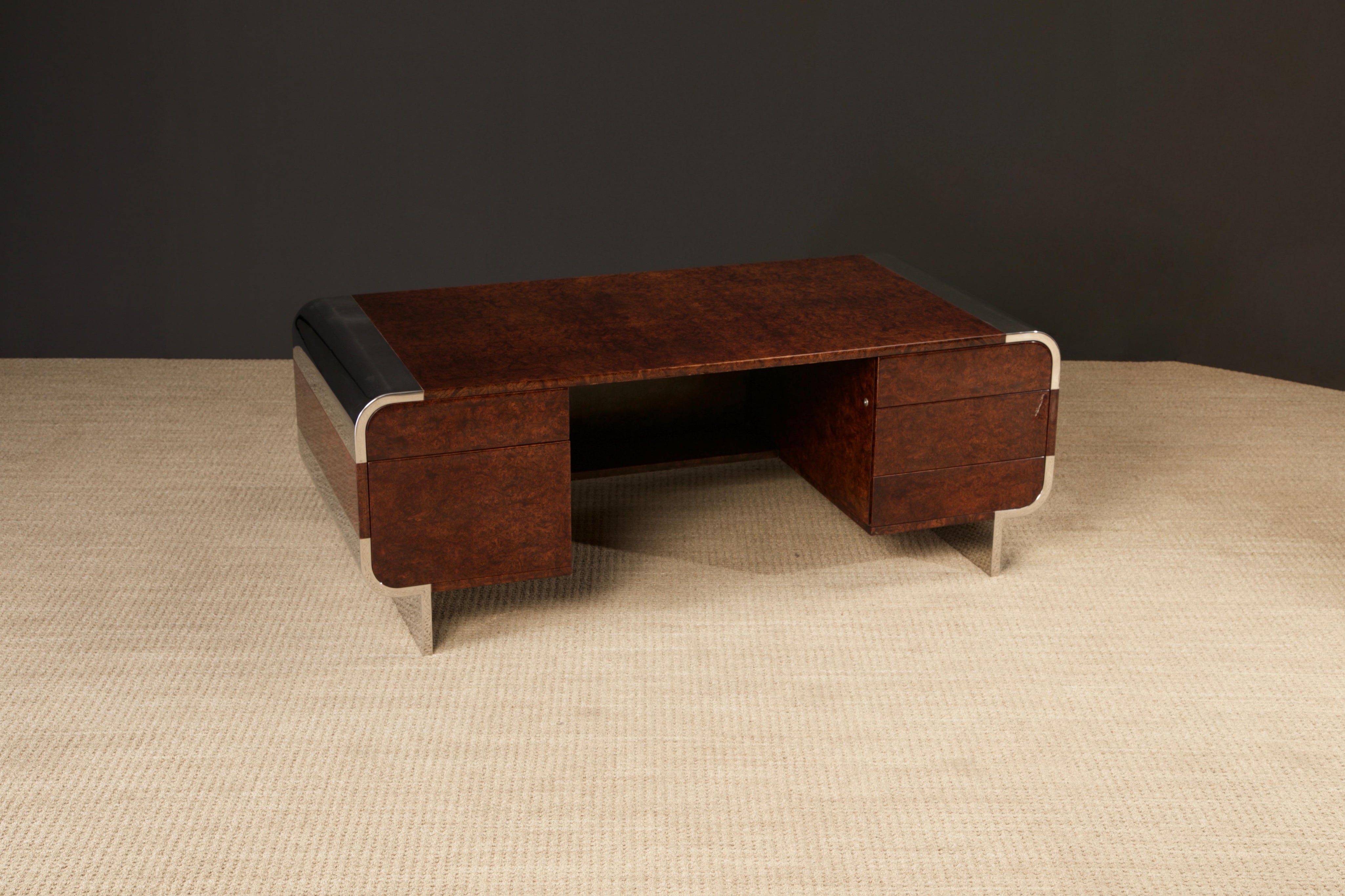 Leon_Rosen_for_Pace_Collection_Burl_Chrome_Waterfall_Executive_Desk_c_1970s