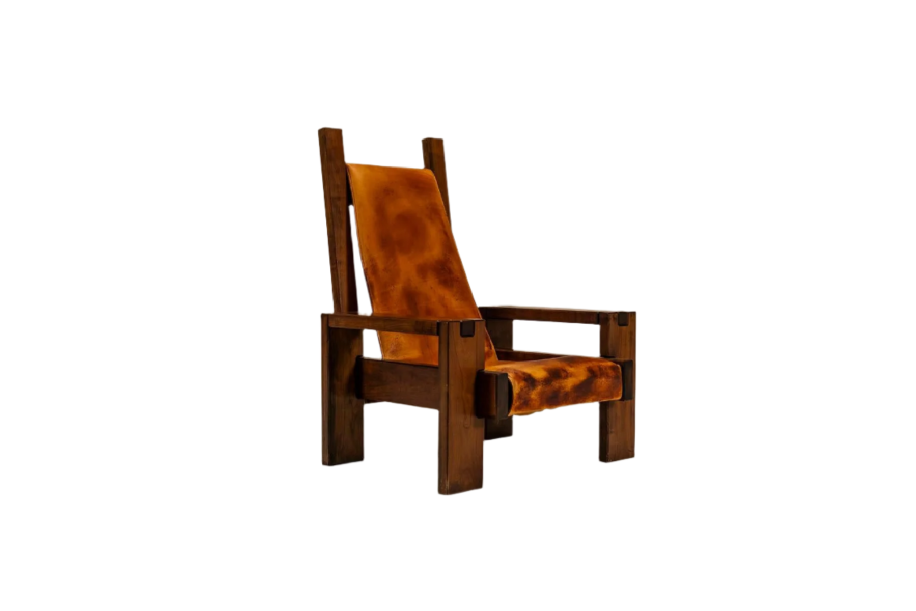 Lounge_Chair_In_Elm_and_Leather_In_The_Manner_Of_Pierre_Chapo_France_1970s