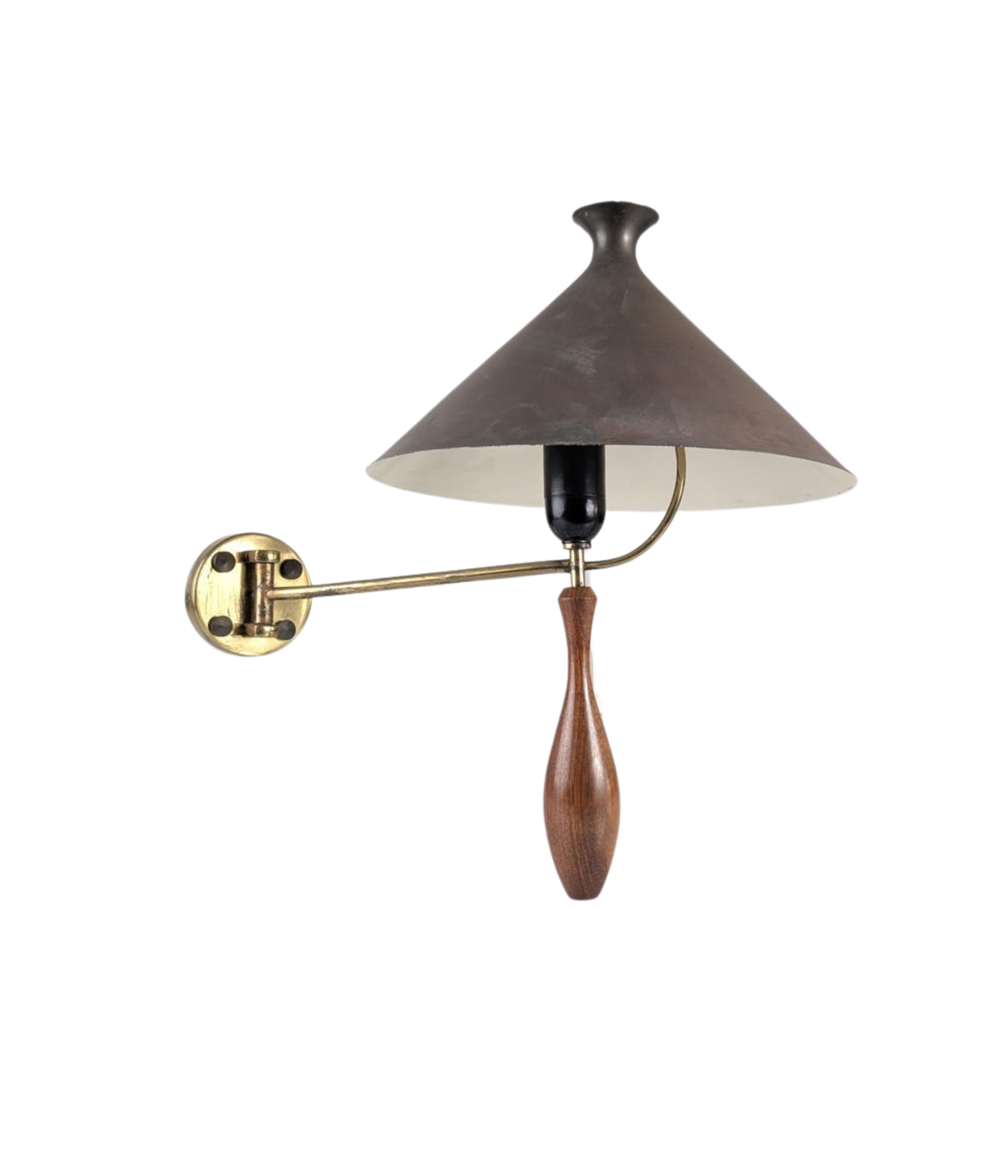 Mid-Century_Brass_and_Wood_Wall_Sconce_with_Black_Shade,_1950s