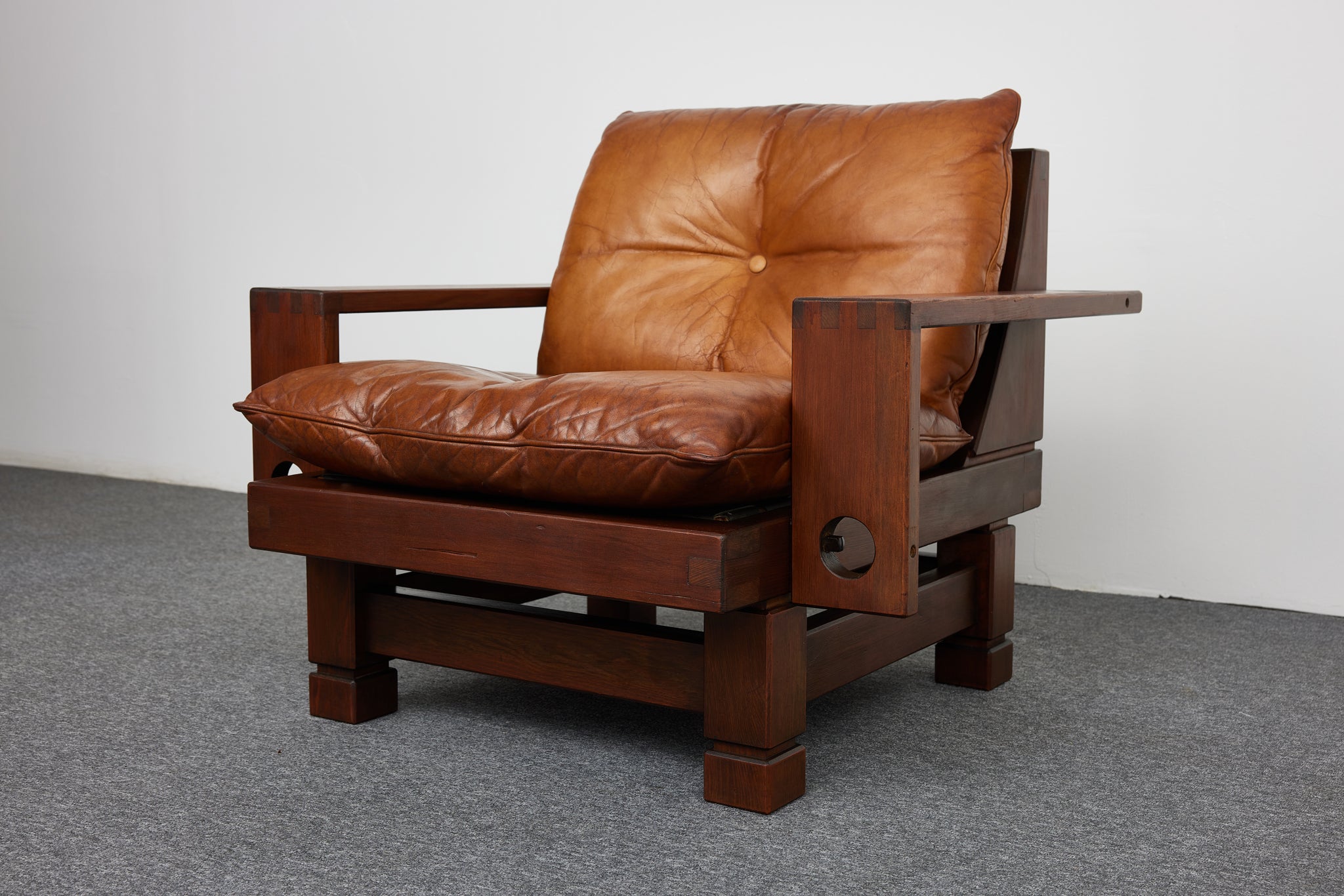 Mid-Century_Pine_and_Cognac_Leather_Lounge_Chair_Ottoman_France_1950s_Set_of_2