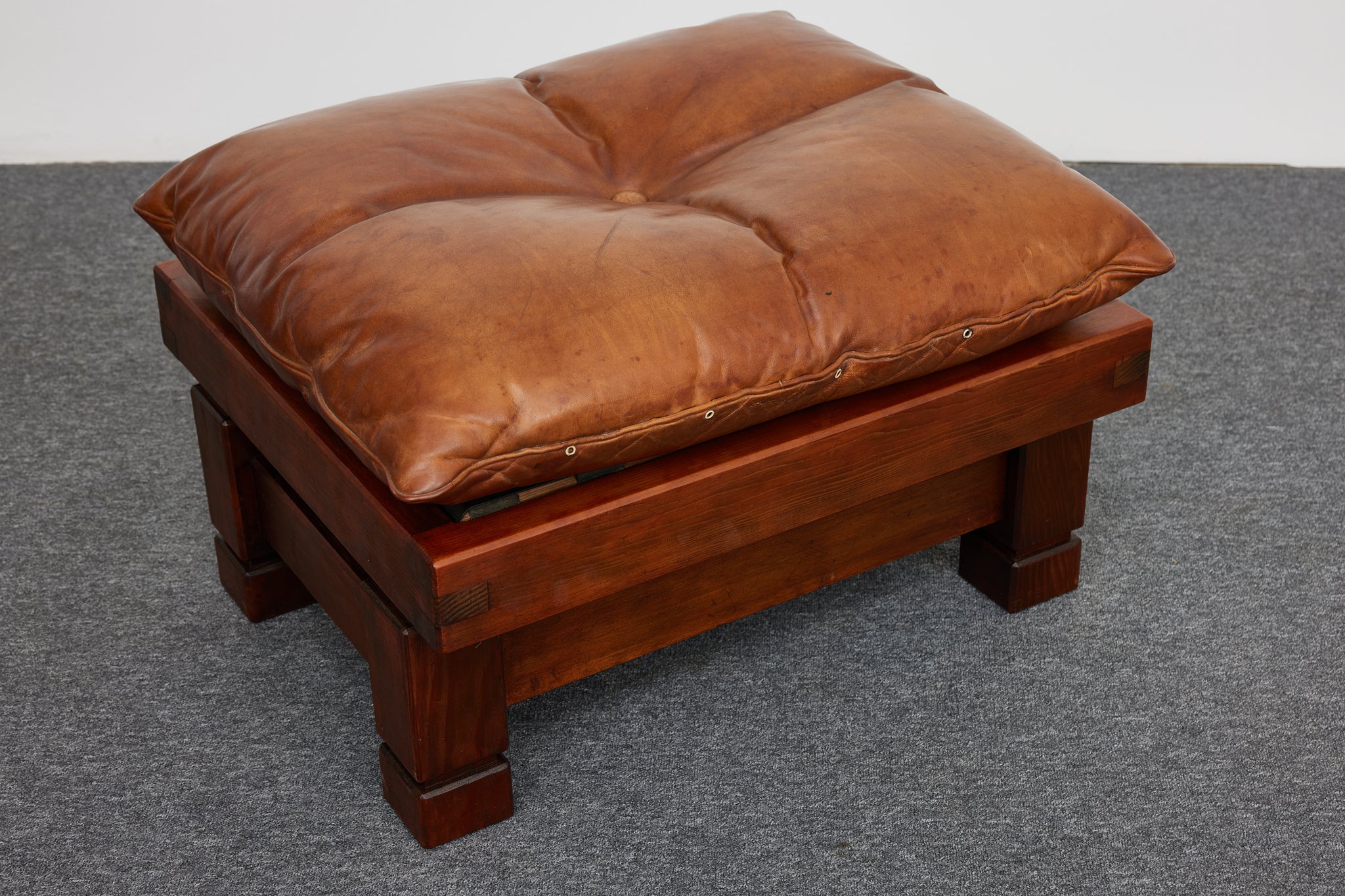 Mid-Century_Pine_and_Cognac_Leather_Lounge_Chair_Ottoman_France_1950s_Set_of_2
