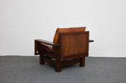 Mid-Century_Pine_and_Cognac_Leather_Lounge_Chair_Ottoman_France_1950s_Set_of_2