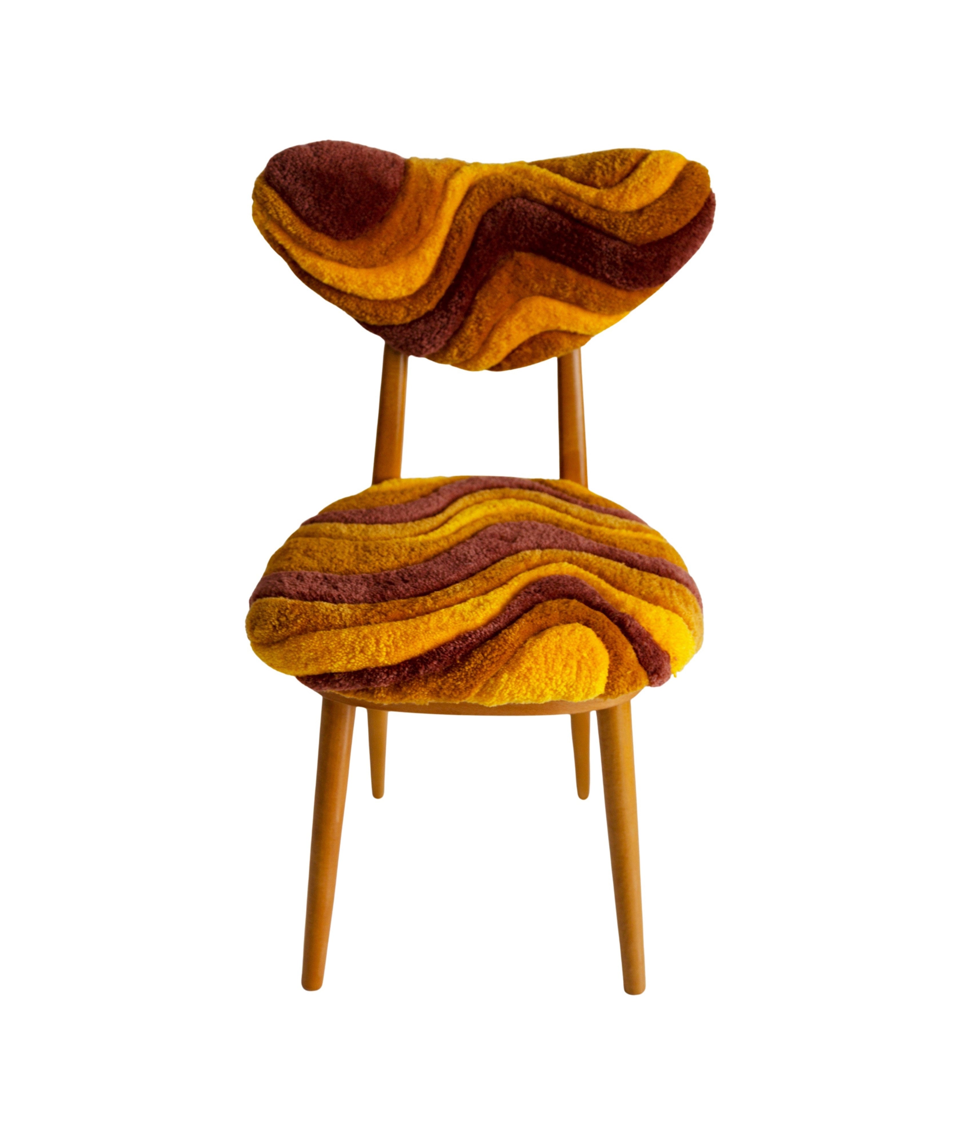 Mid_Century_Heart_Chair_in_Hand_Tufting_Yellow_Wool_Europe_Poland_1960s
