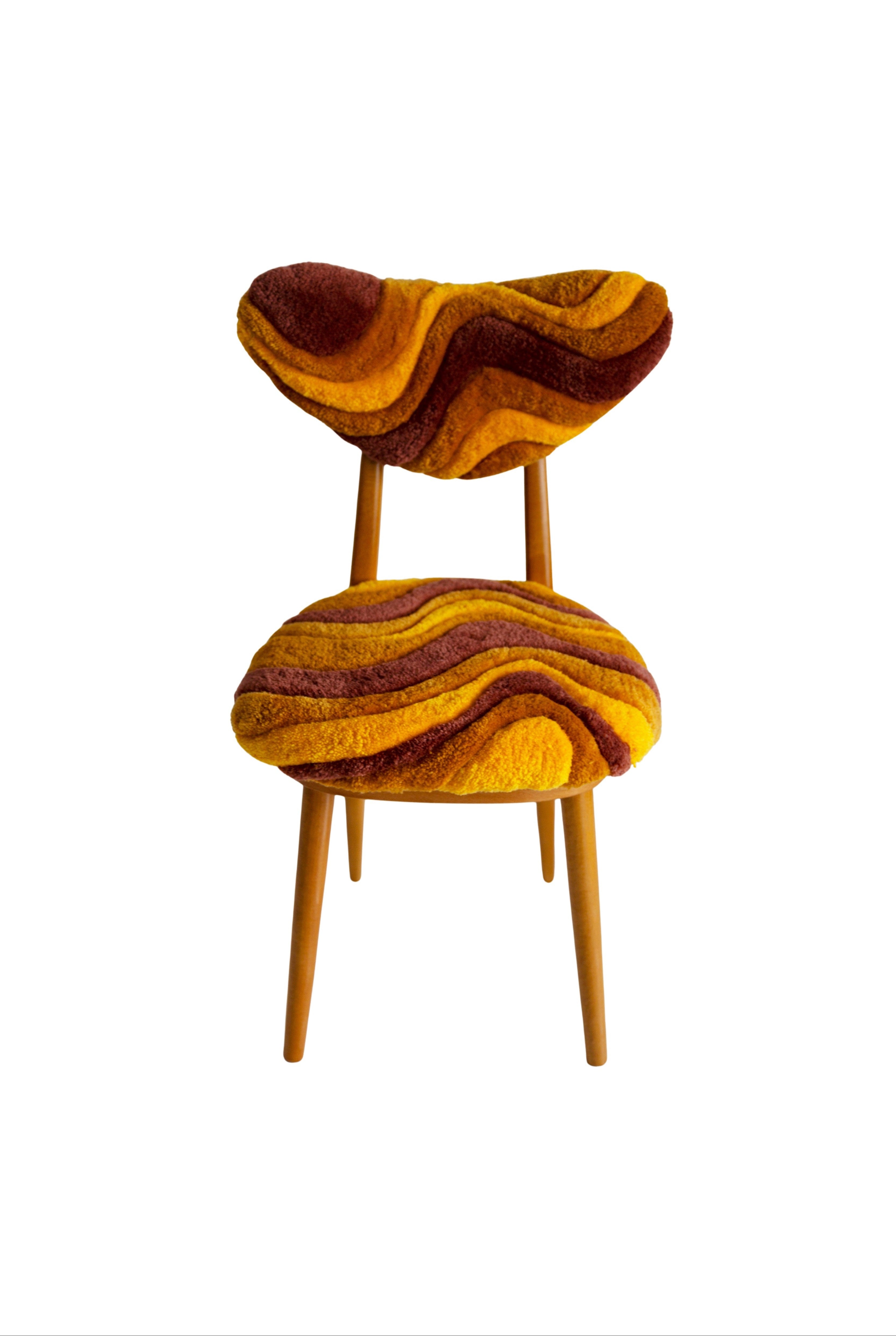 Mid_Century_Heart_Chair_in_Hand_Tufting_Yellow_Wool_Europe_Poland_1960s