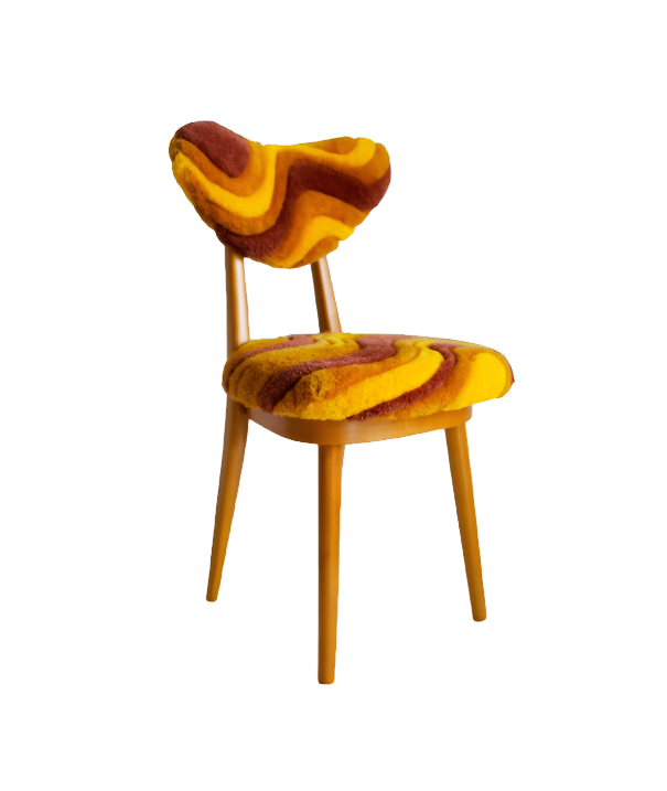 Mid_Century_Heart_Chair_in_Hand_Tufting_Yellow_Wool_Europe_Poland_1960s