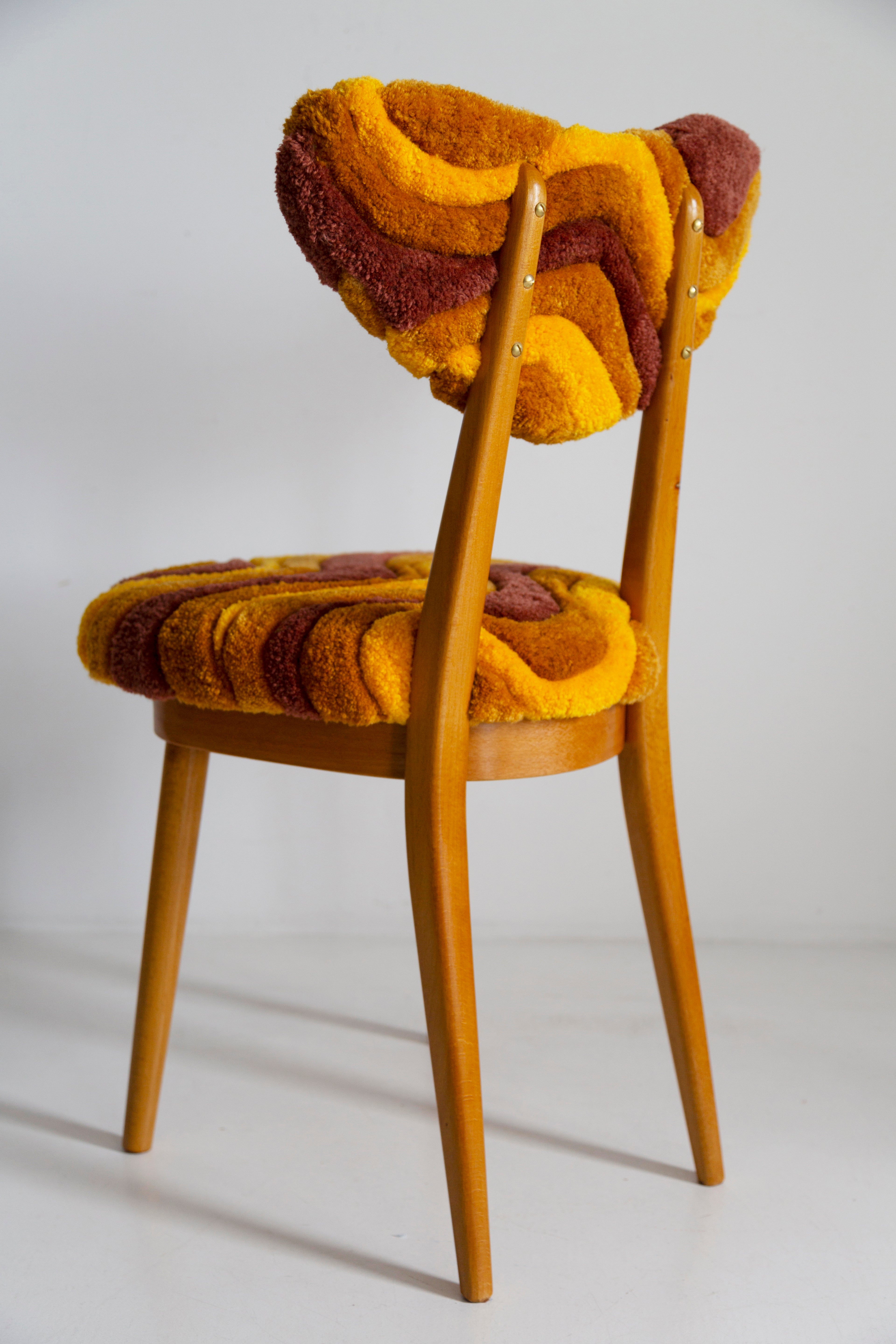 Mid_Century_Heart_Chair_in_Hand_Tufting_Yellow_Wool_Europe_Poland_1960s