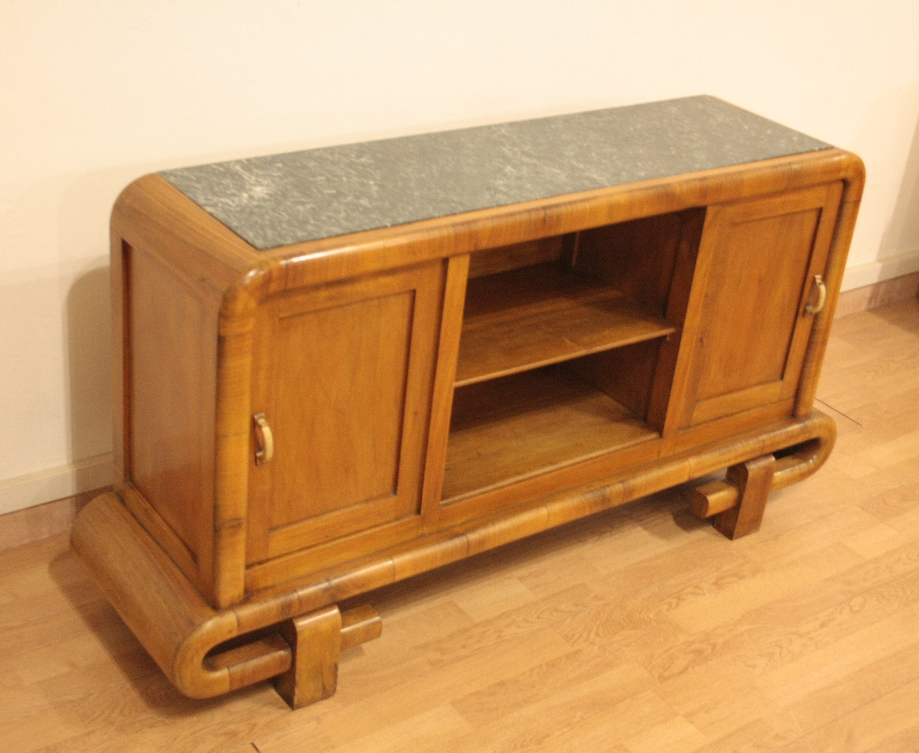Modern_Art_Deco_Tv_stand_in_Walnut_from_1950s