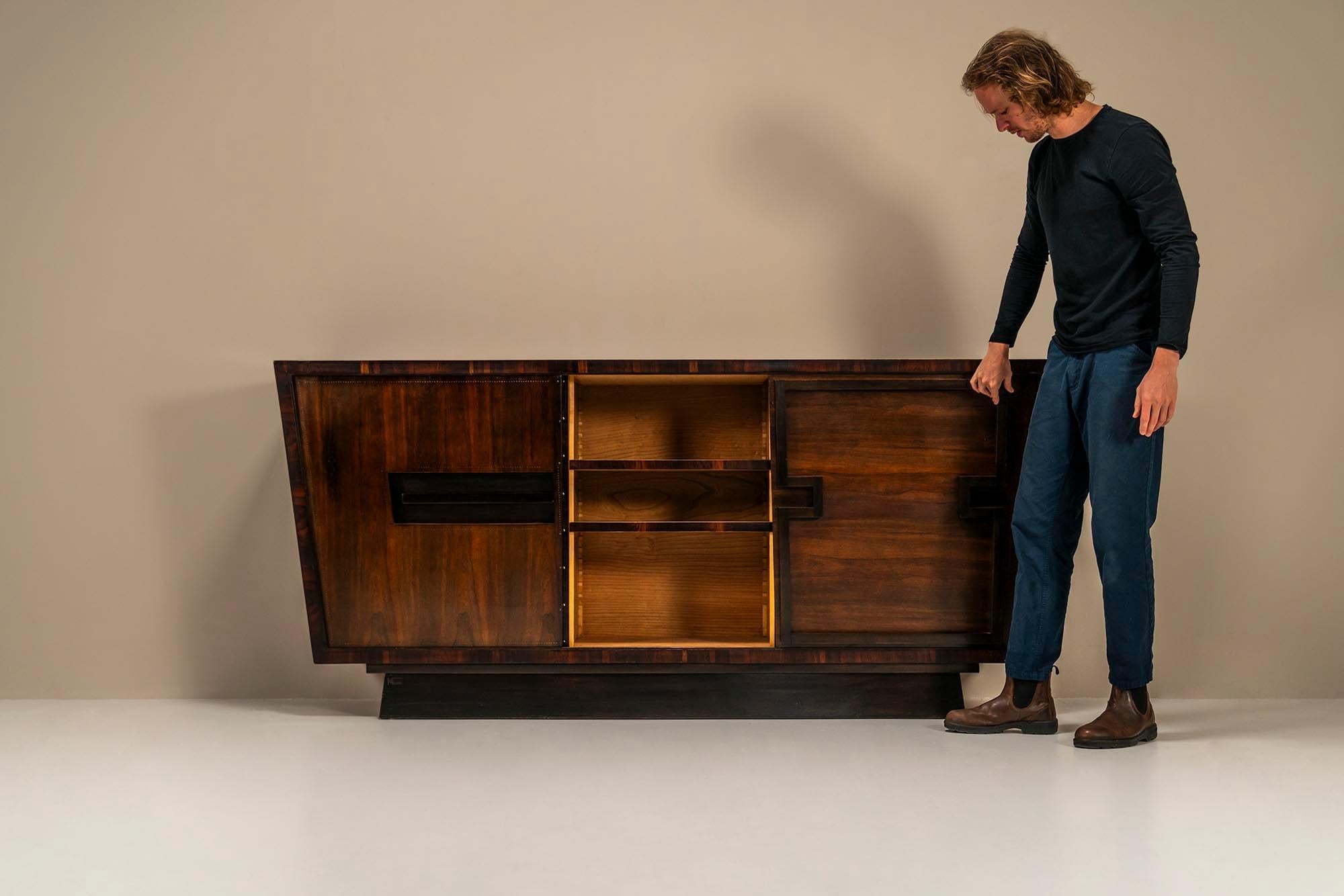 Modernist_Sideboard_In_Studded_Rosewood_By_Andre_Sornay_France_1940s