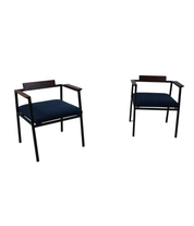 Pair_of_Postmodern_armchairs_in_steel_and_mahogany,_1970s