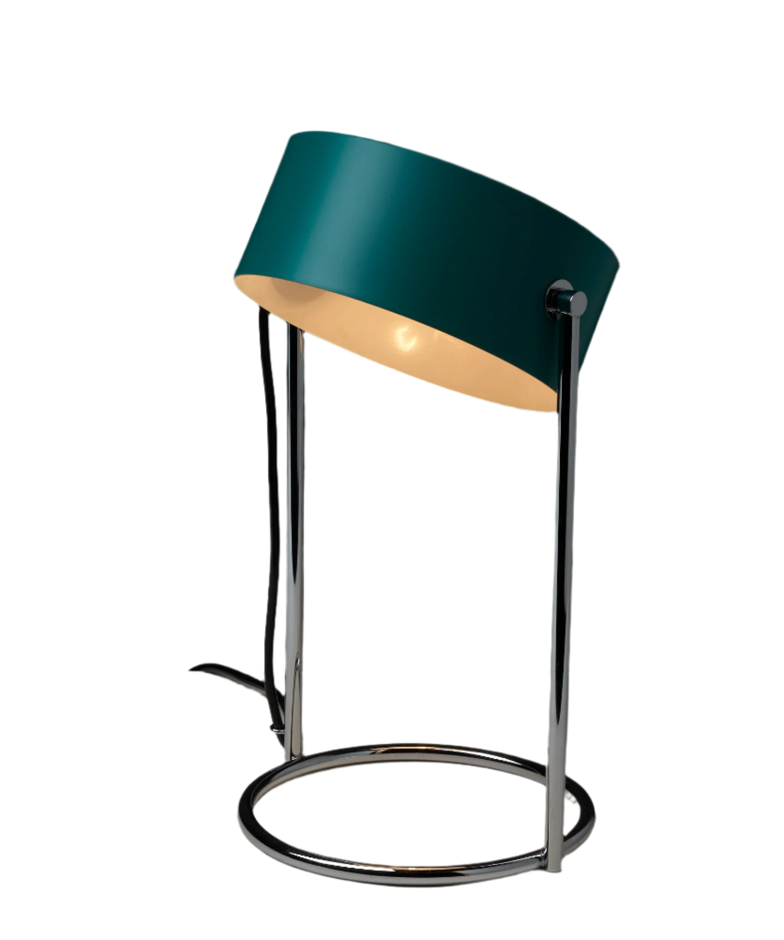 Petrol_Green_Table_Lamp_with_Chromed_Steel_Base_by_Cosack