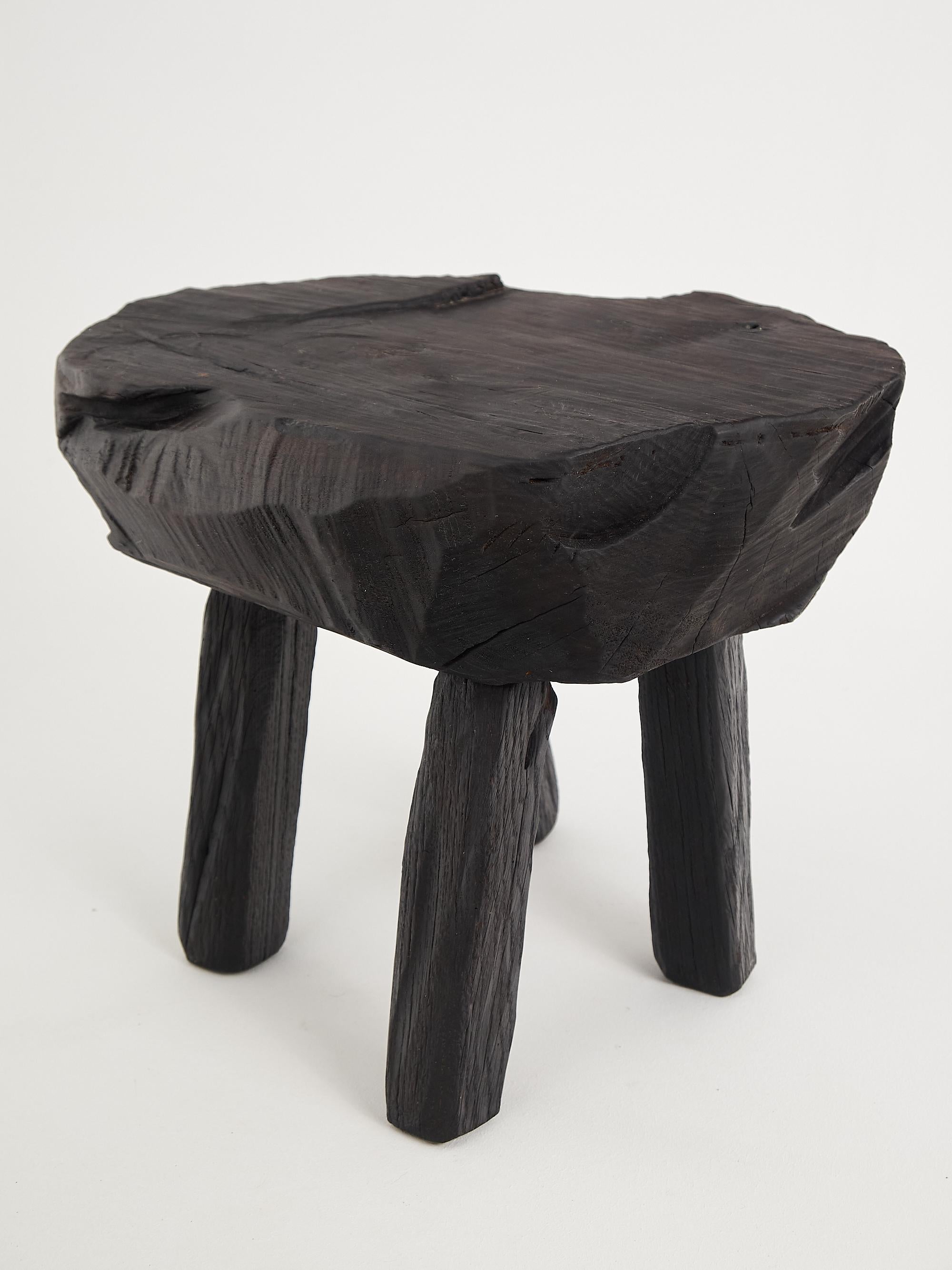 Rustic_Sculptural_Side_Table_Stool_Burnt_Black_Wood.