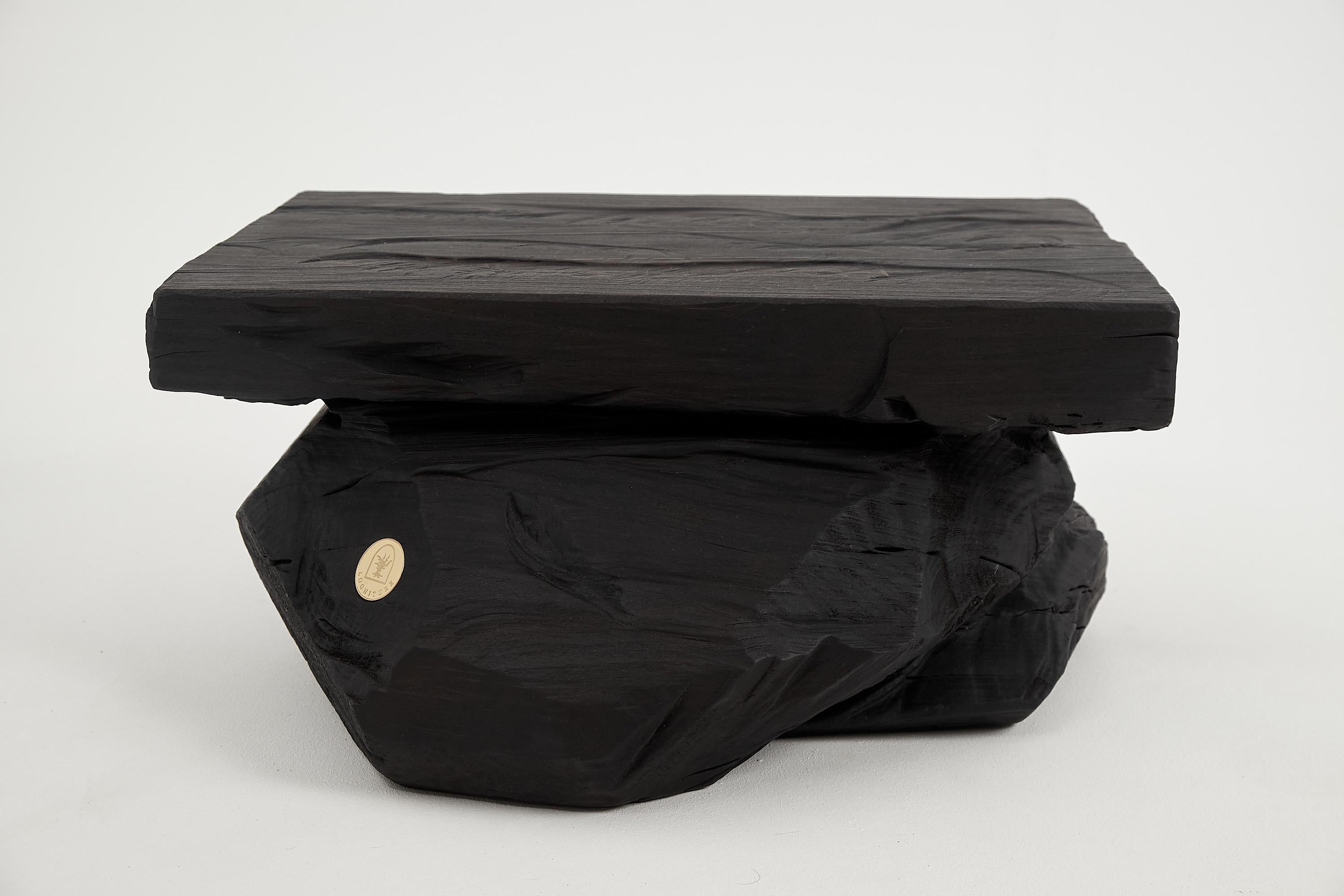 Rustic_Sculptural_Side_Table,_Stool,_Burnt_Black_Wood
