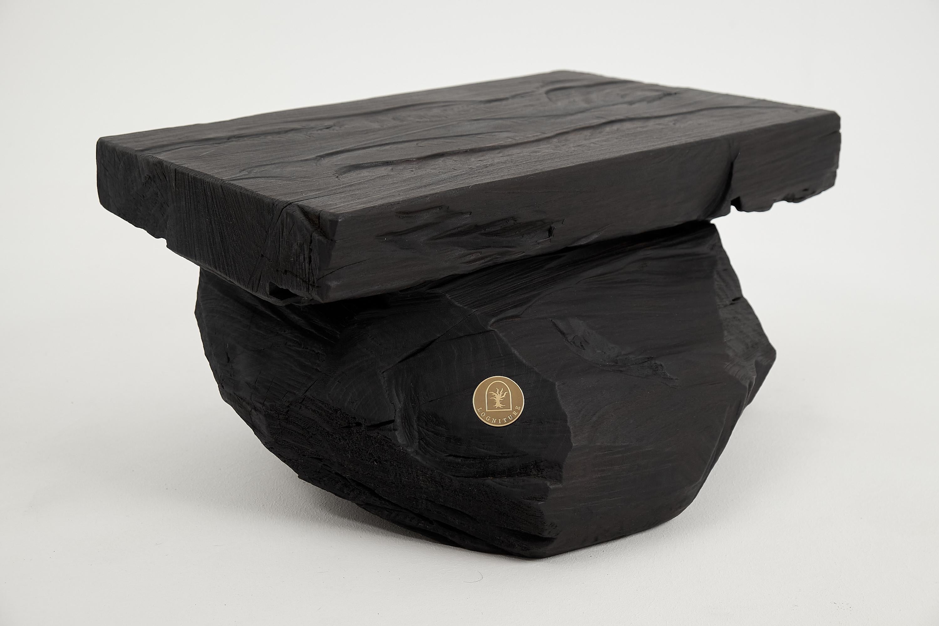 Rustic_Sculptural_Side_Table,_Stool,_Burnt_Black_Wood
