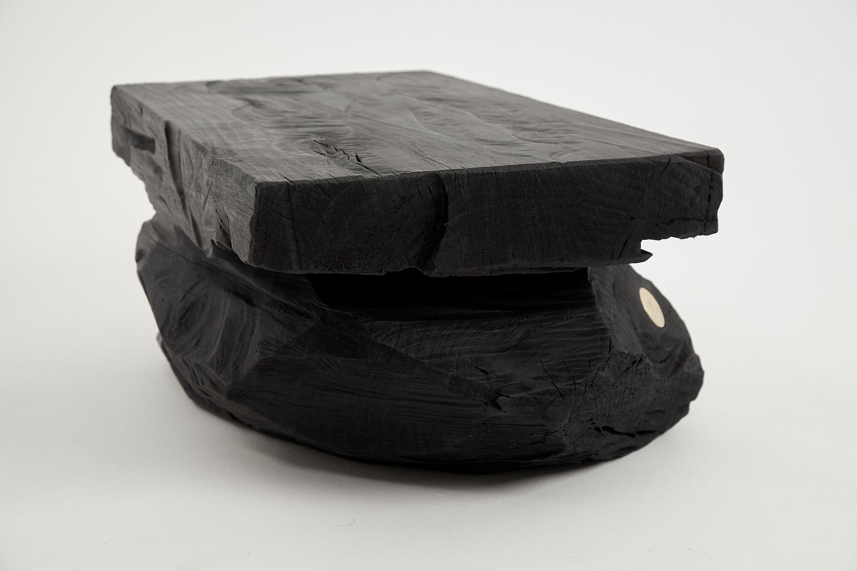 Rustic_Sculptural_Side_Table,_Stool,_Burnt_Black_Wood
