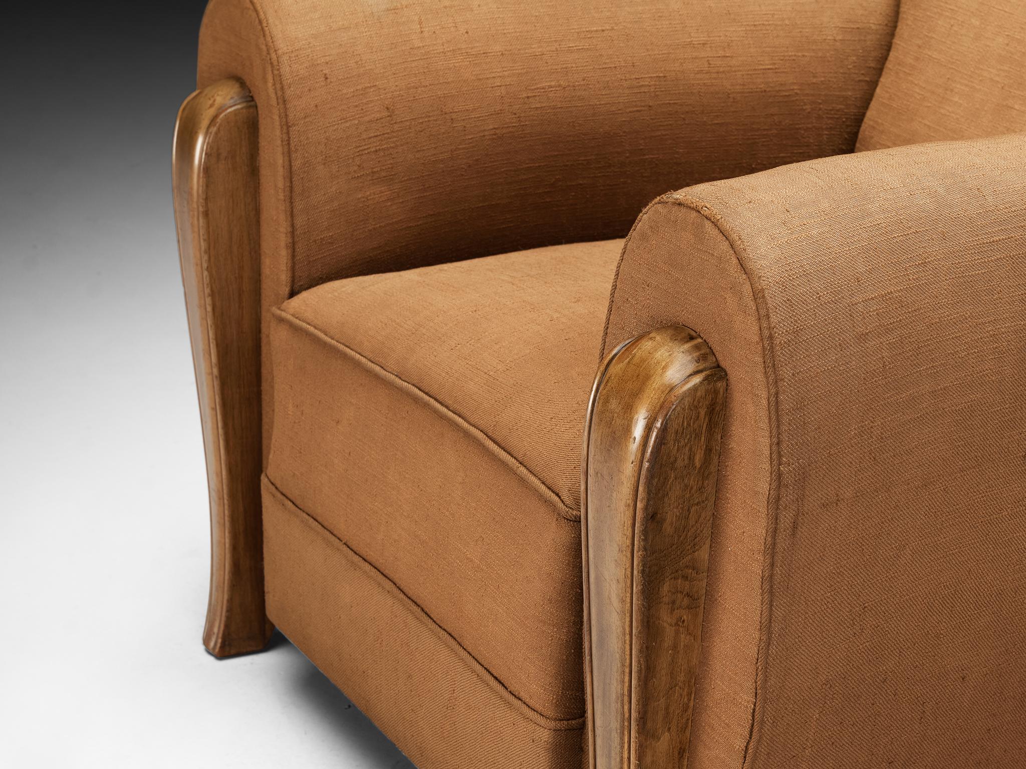 Set_of_2_1930s_French_Art_Deco_Lounge_Chairs_in_Walnut_Light_Brown_Fabric