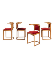 Set_of_4_Art_Nouveau_Josef_Hoffmann_Fledermaus_wooden_red_velvet_upholstered_dining_chairs_for_Wittmann_Austria_1907