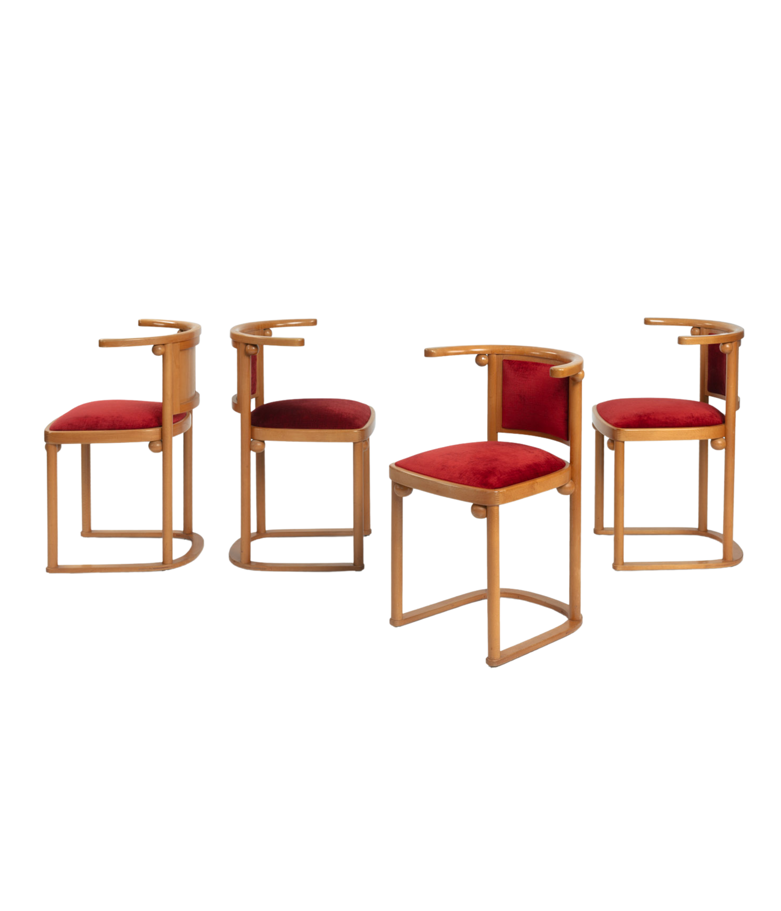 Set_of_4_Art_Nouveau_Josef_Hoffmann_Fledermaus_wooden_red_velvet_upholstered_dining_chairs_for_Wittmann_Austria_1907