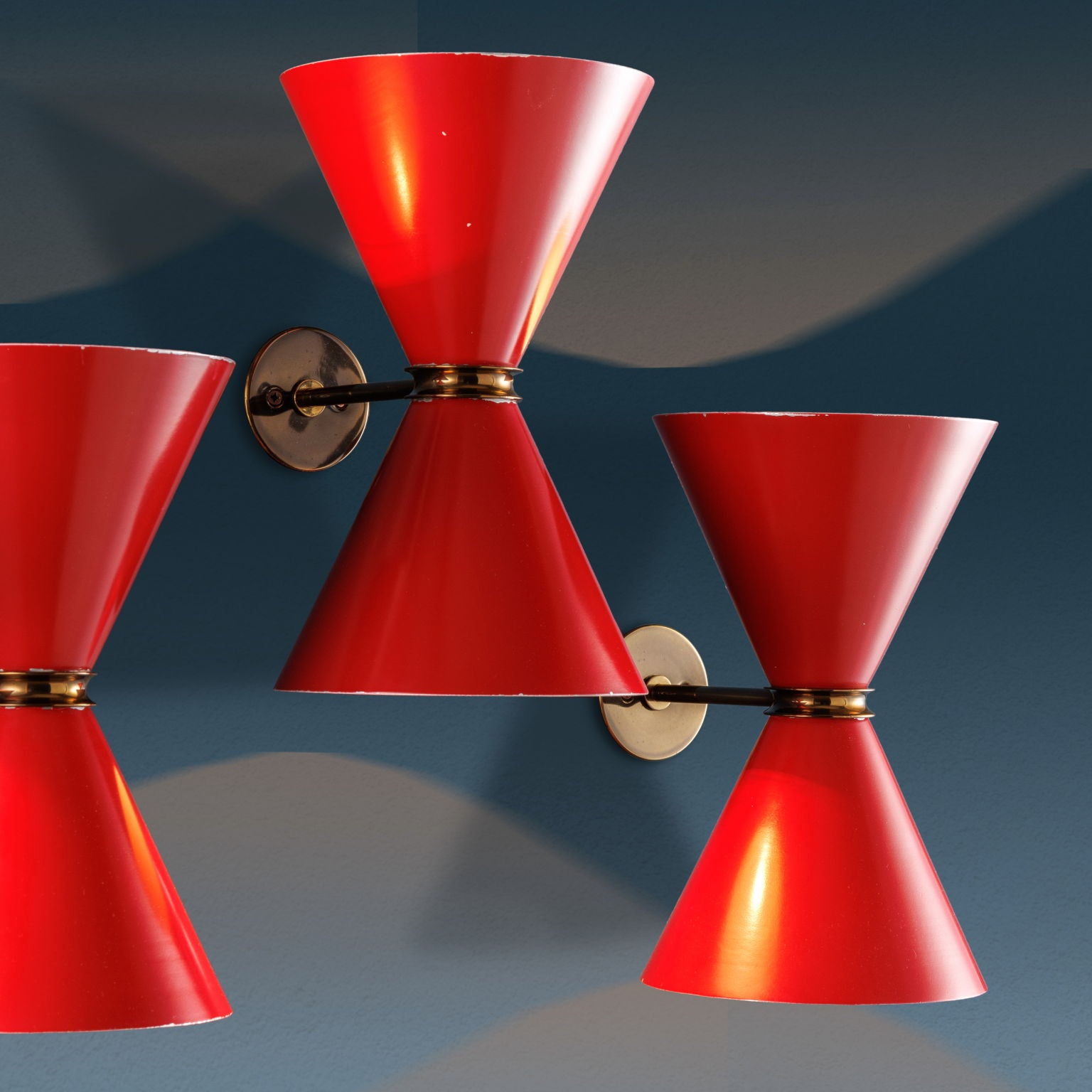 Set_of_4_Red_Vintage_Wall_Lamps_Metal_Brass_Italian_Manufacture_1970s