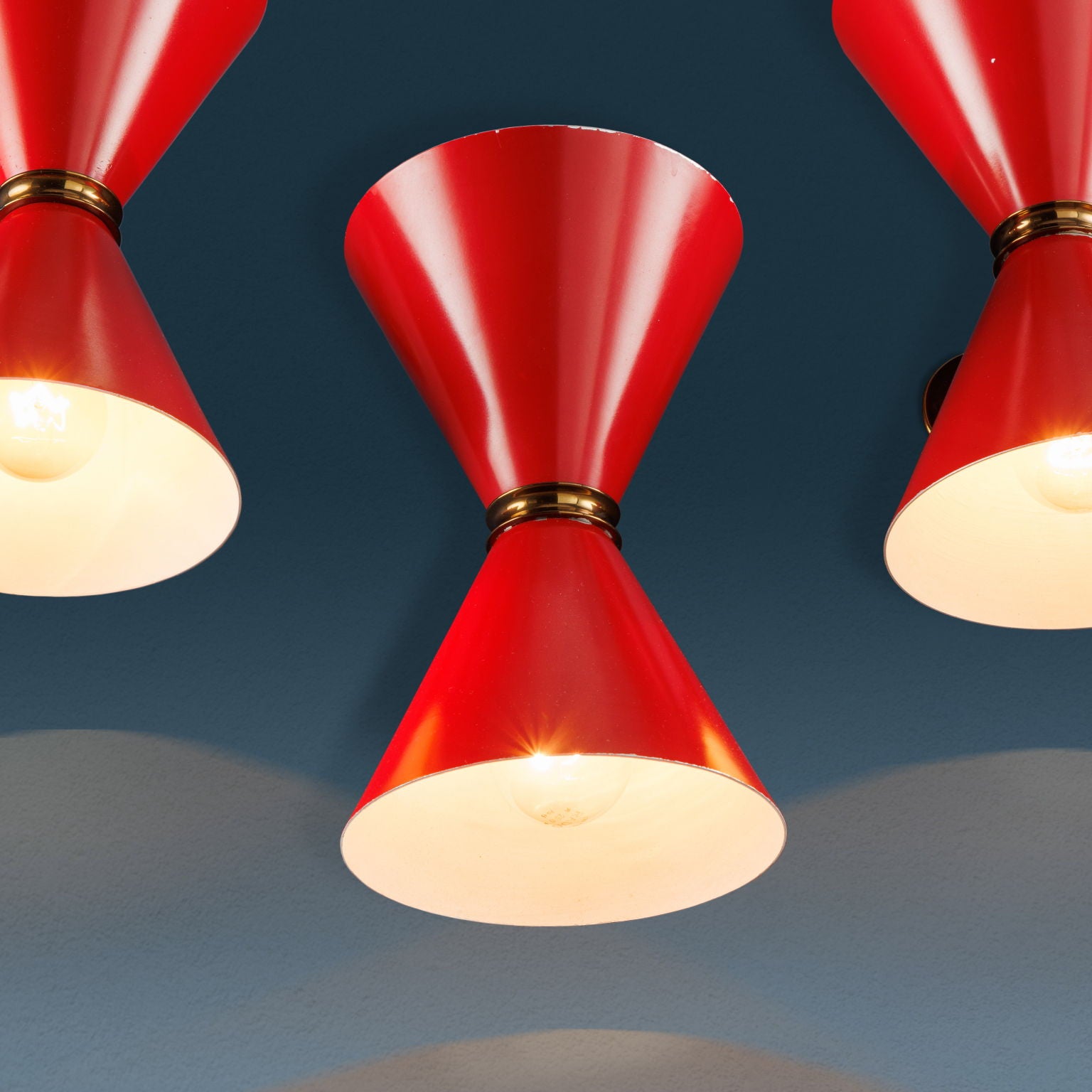 Set_of_4_Red_Vintage_Wall_Lamps_Metal_Brass_Italian_Manufacture_1970s