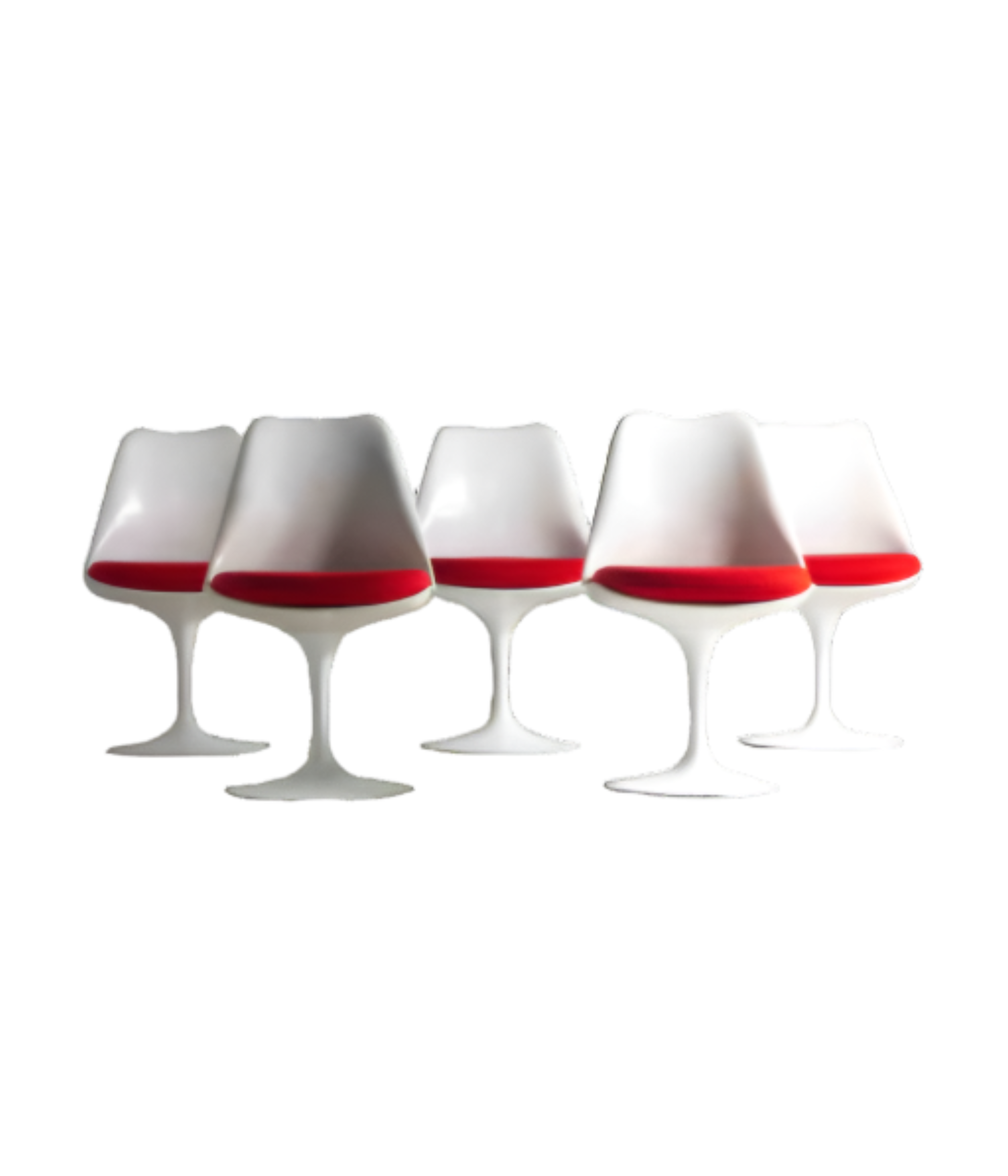 Set_of_5_tulip_chairs_with_red_Kvadrat_pillows_Knoll_International_1970
