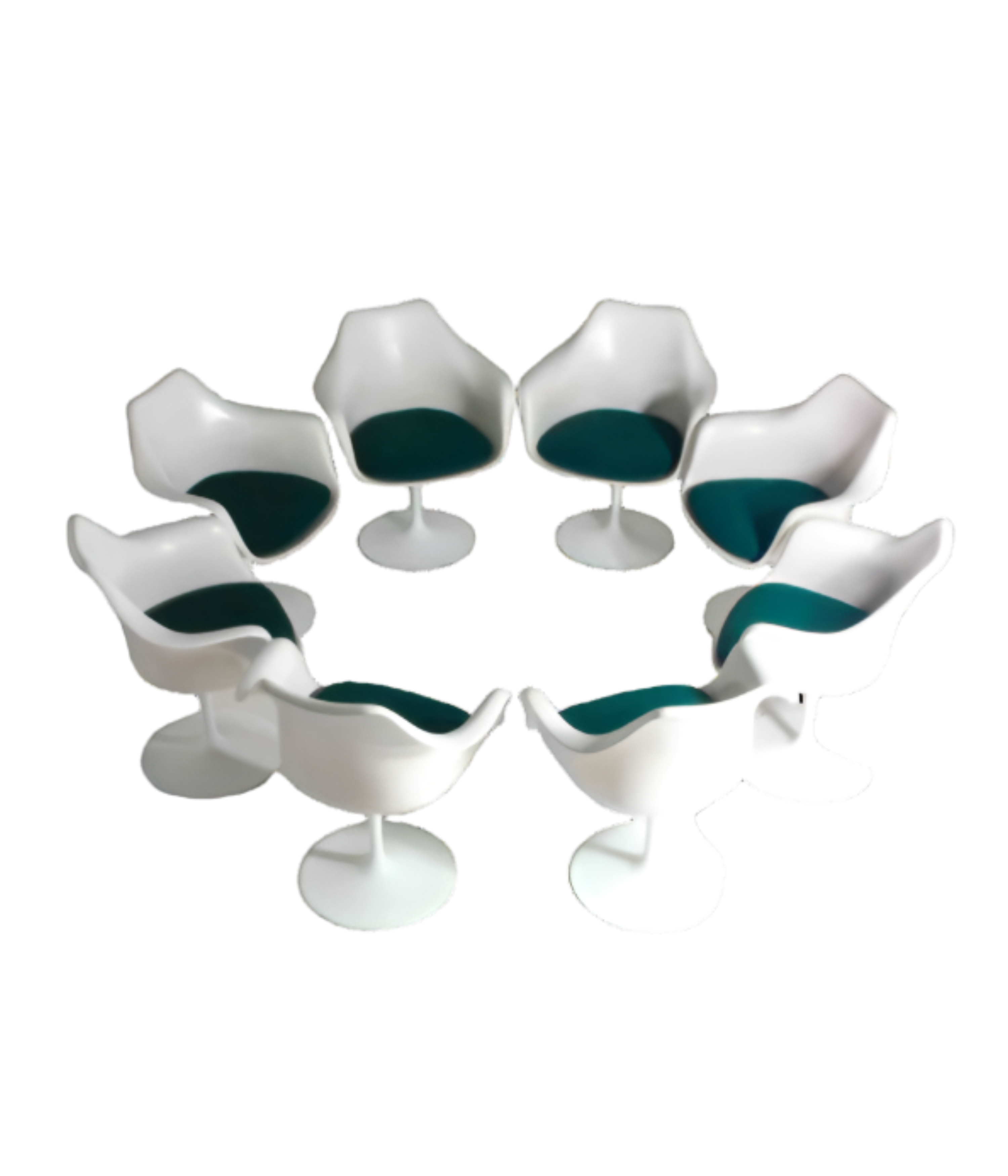 Set_of_5_tulip_chairs_with_red_Kvadrat_pillows_Knoll_International_1970