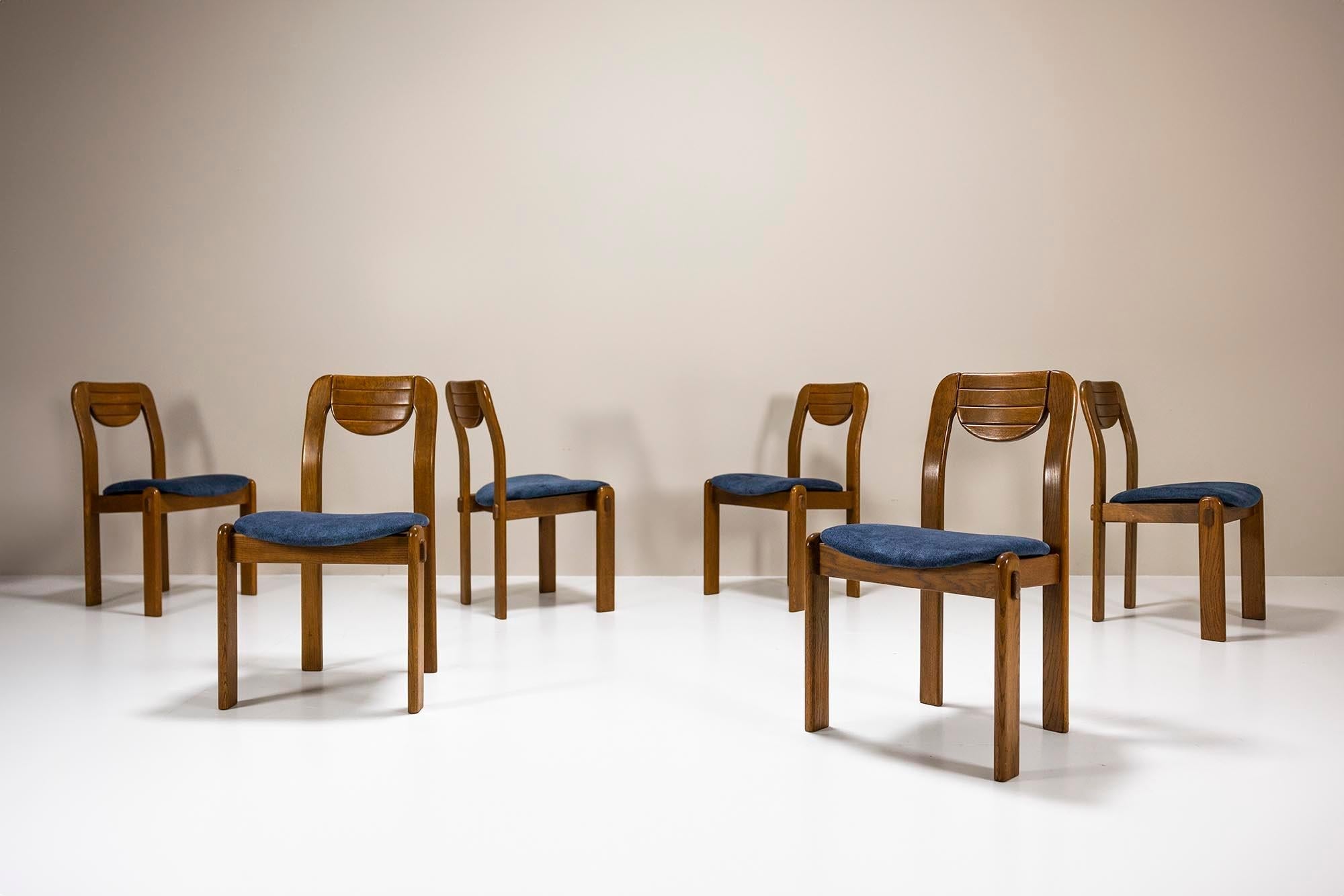 Set_of_6_Brutalist_Dining_Chairs_in_Oak_and_Blue_Upholstery_Germany_1960s