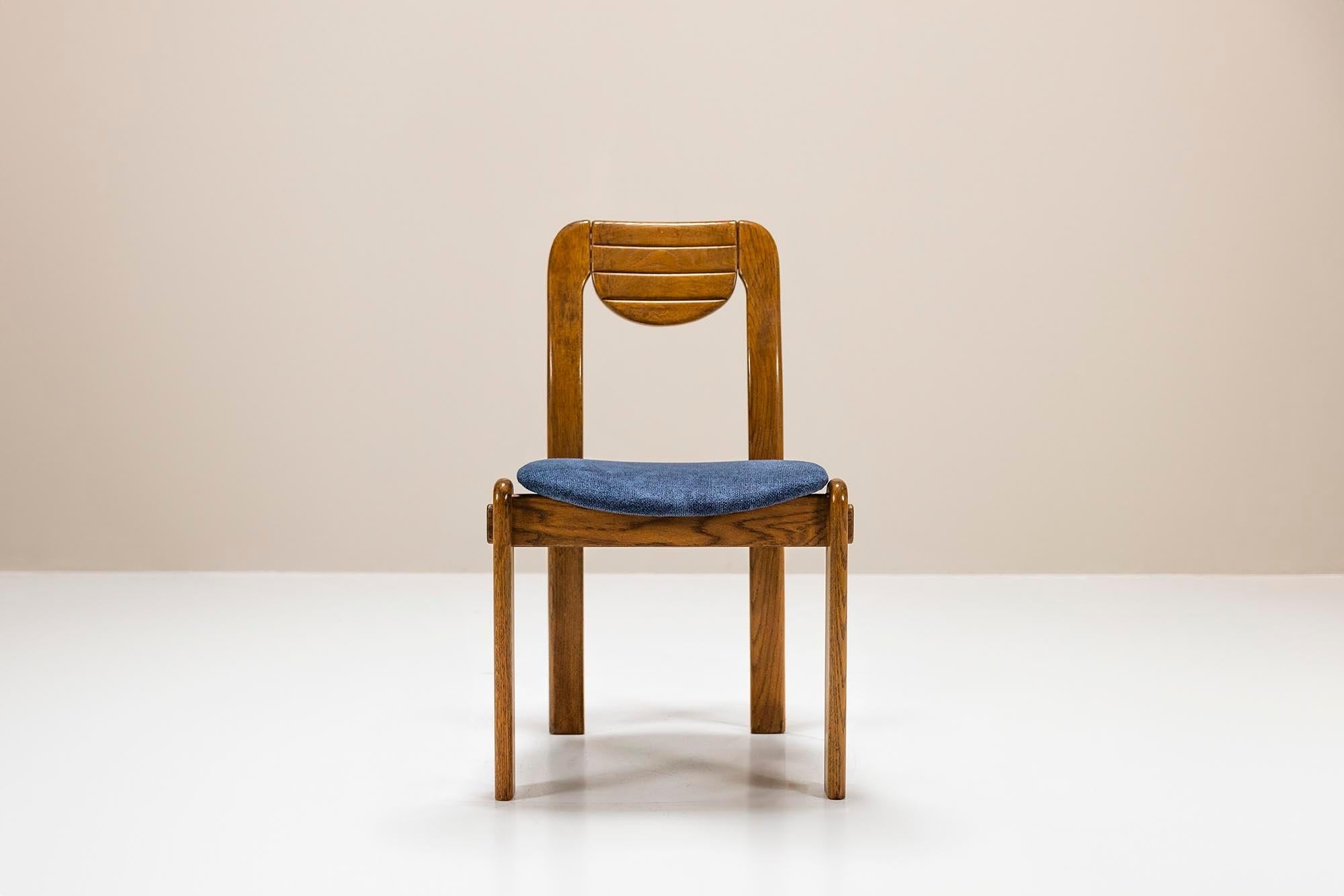 Set_of_6_Brutalist_Dining_Chairs_in_Oak_and_Blue_Upholstery_Germany_1960s